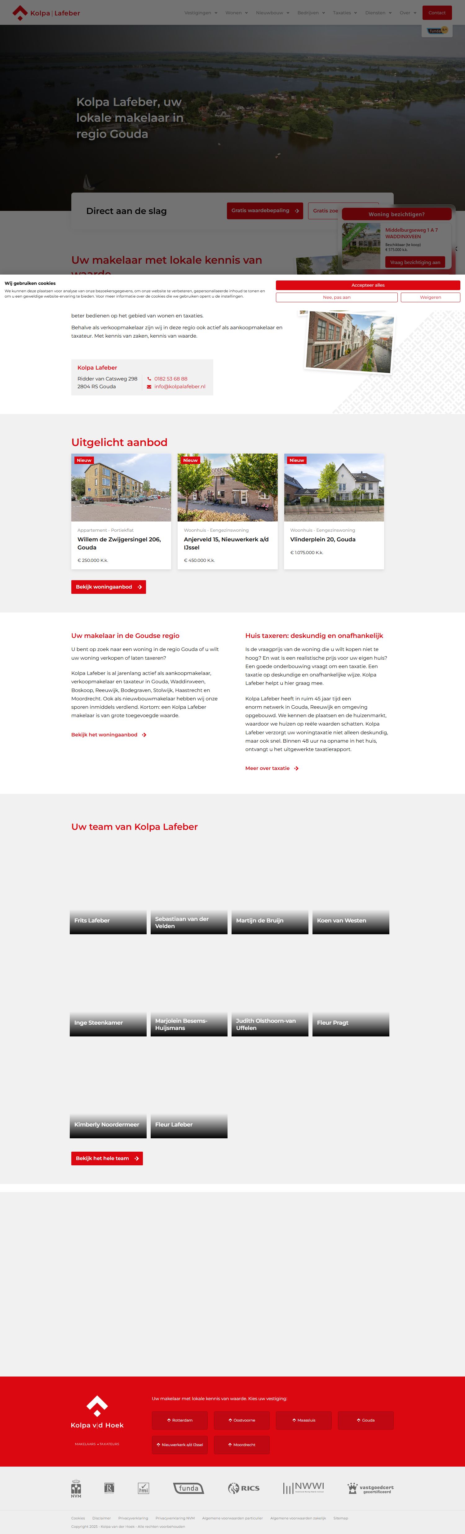 Screenshot van de website van www.kolpavanderhoek.nl