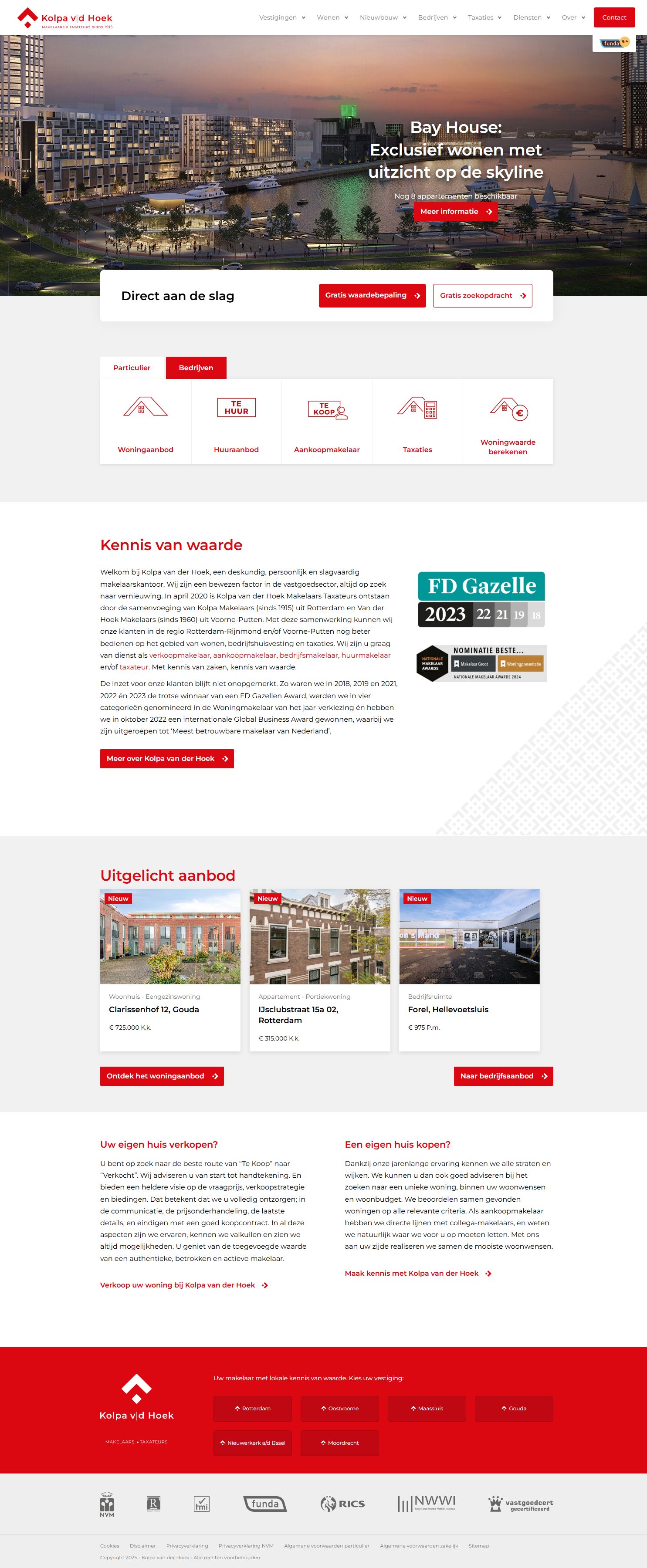 Screenshot van de website van www.kolpavanderhoek.nl