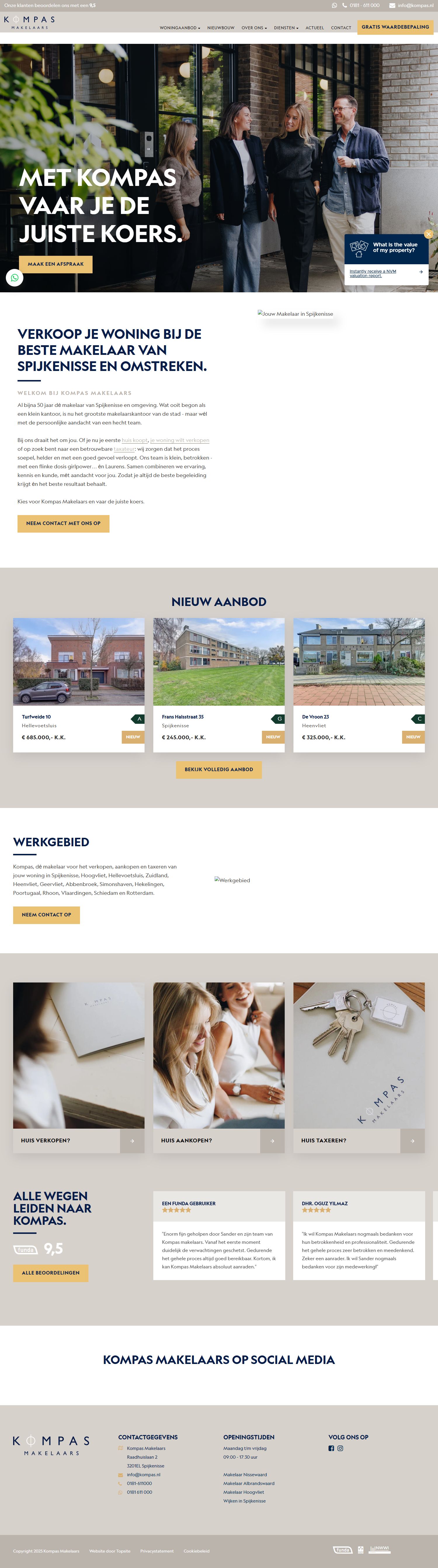 Screenshot van de website van www.kompas.nl
