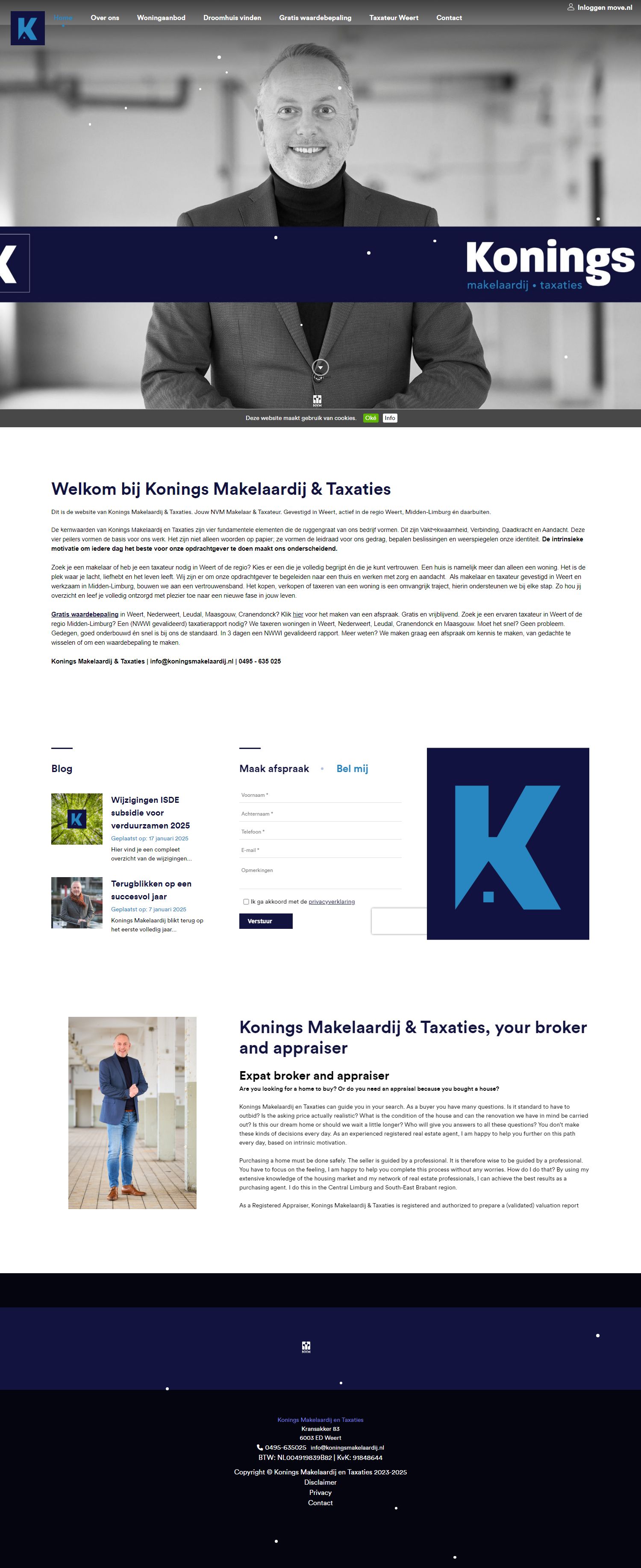 Screenshot van de website van www.koningsmakelaardij.nl