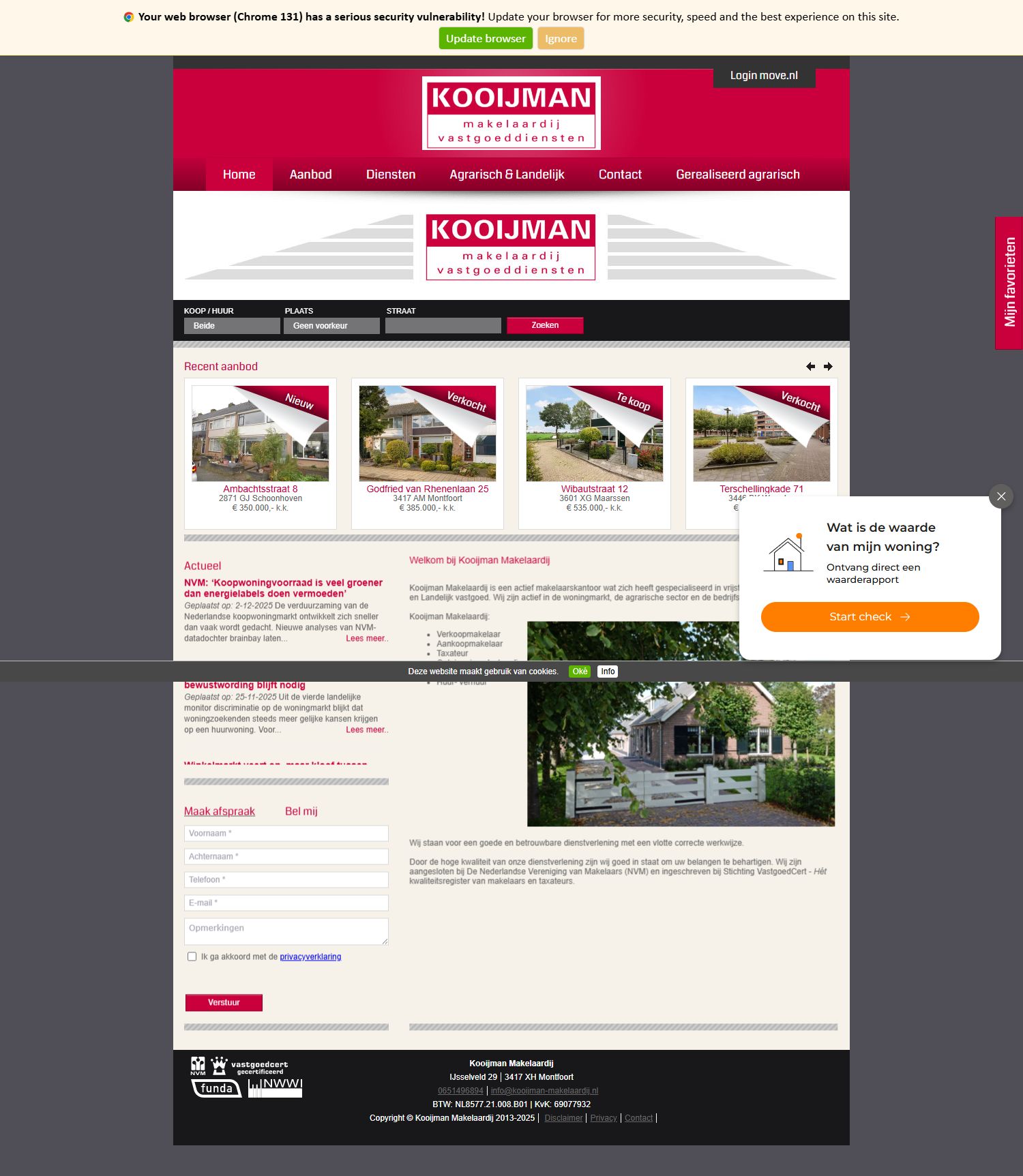 Screenshot van de website van www.kooijman-makelaardij.nl