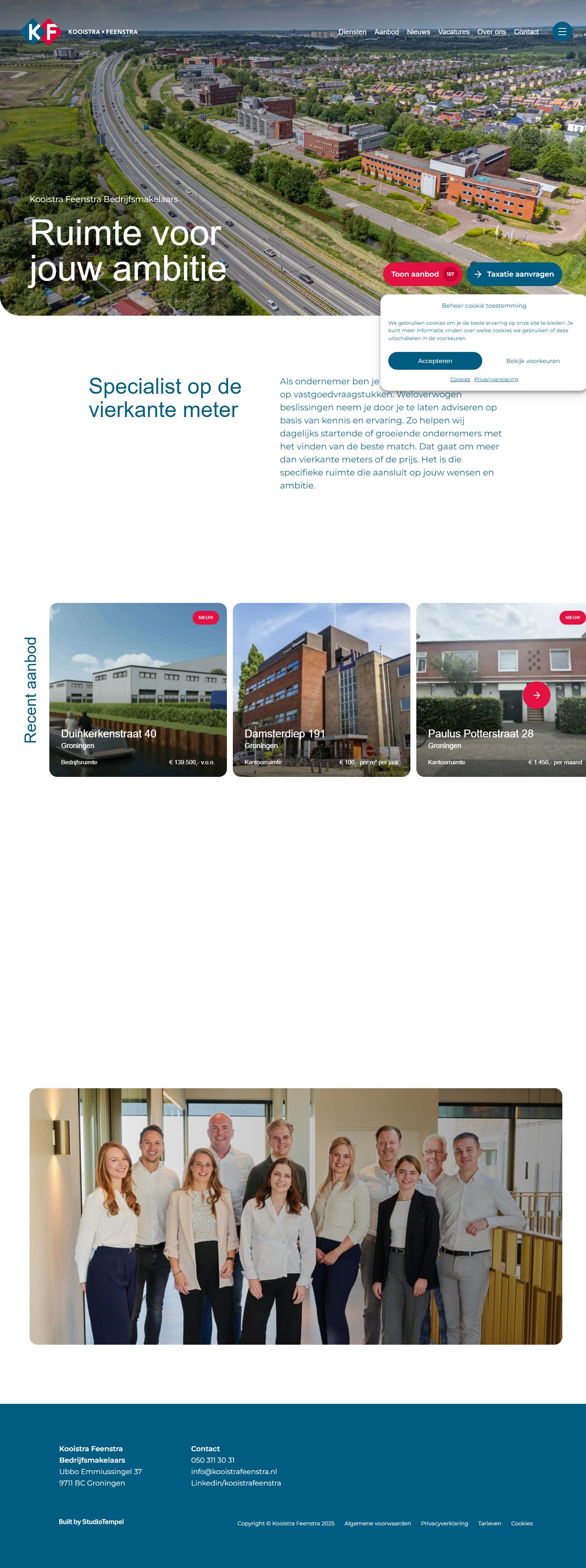 Screenshot van de website van www.kooistrafeenstra.nl