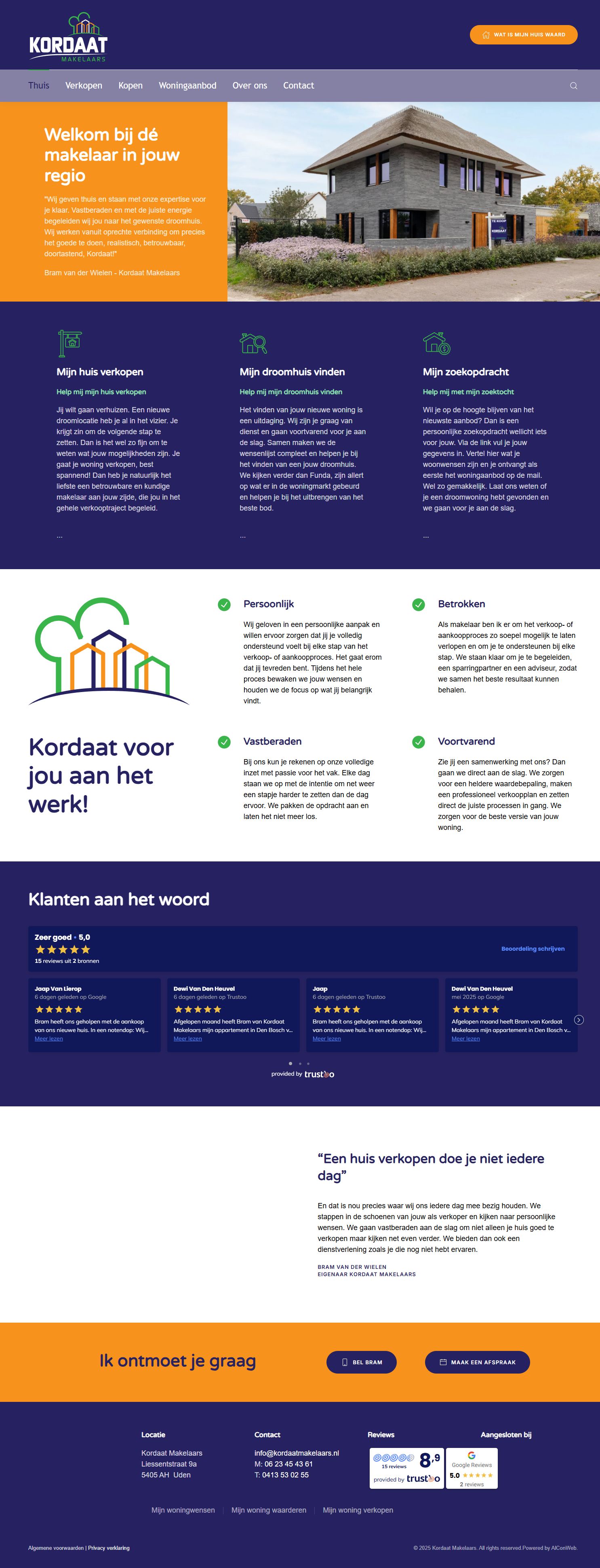 Screenshot van de website van www.kordaatmakelaars.nl