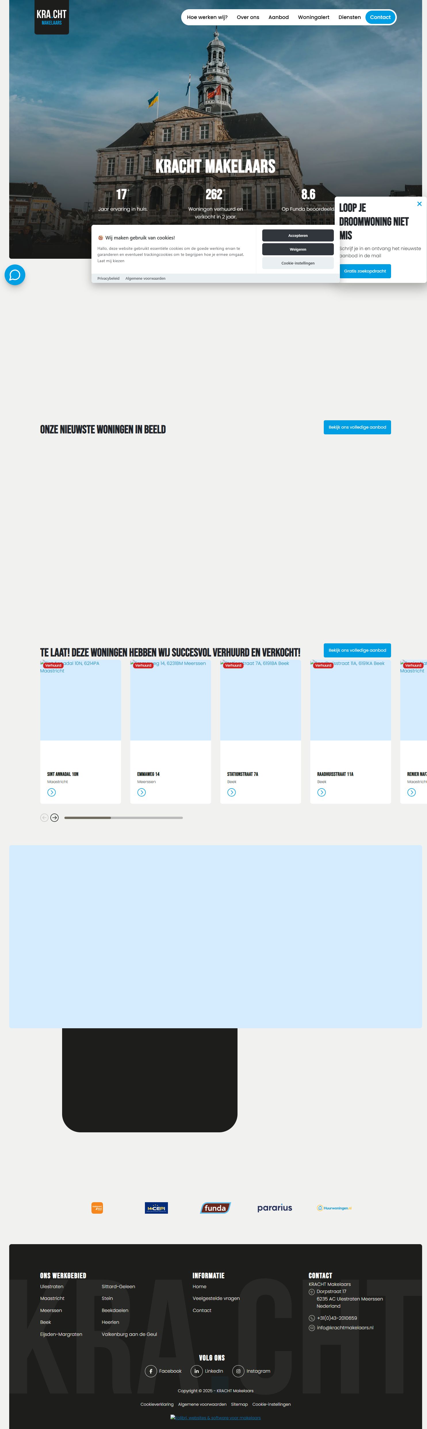 Screenshot van de website van www.krachtmakelaars.nl