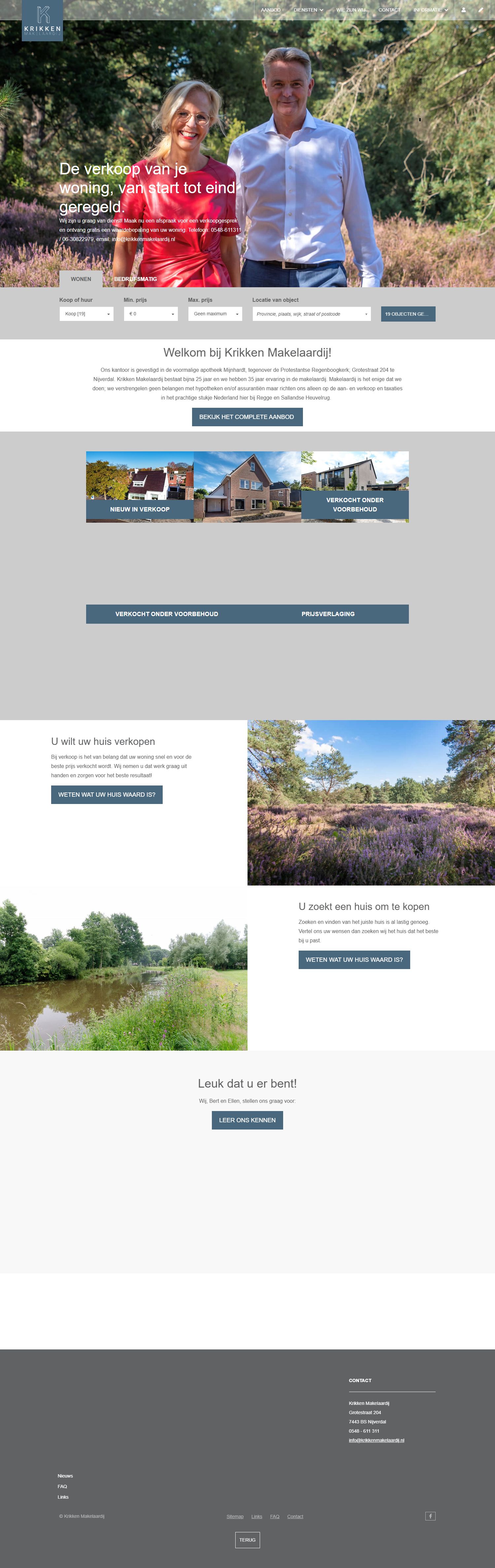 Screenshot van de website van www.krikkenmakelaardij.nl