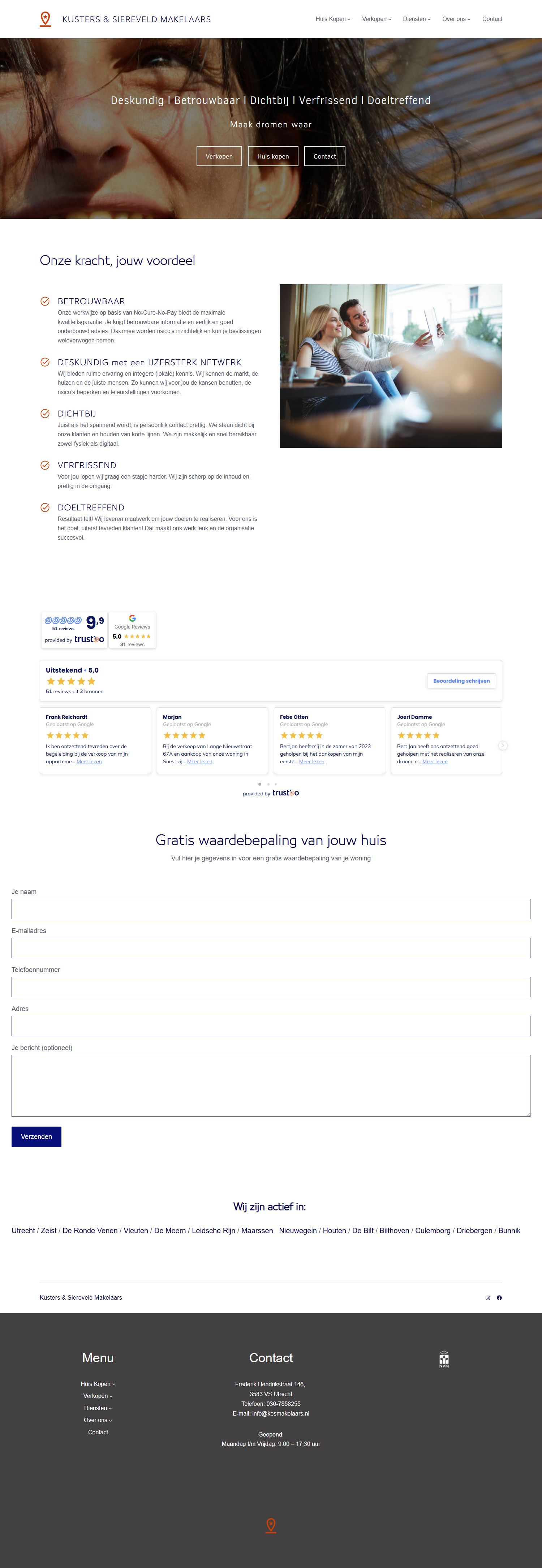 Screenshot van de website van www.kesmakelaars.nl