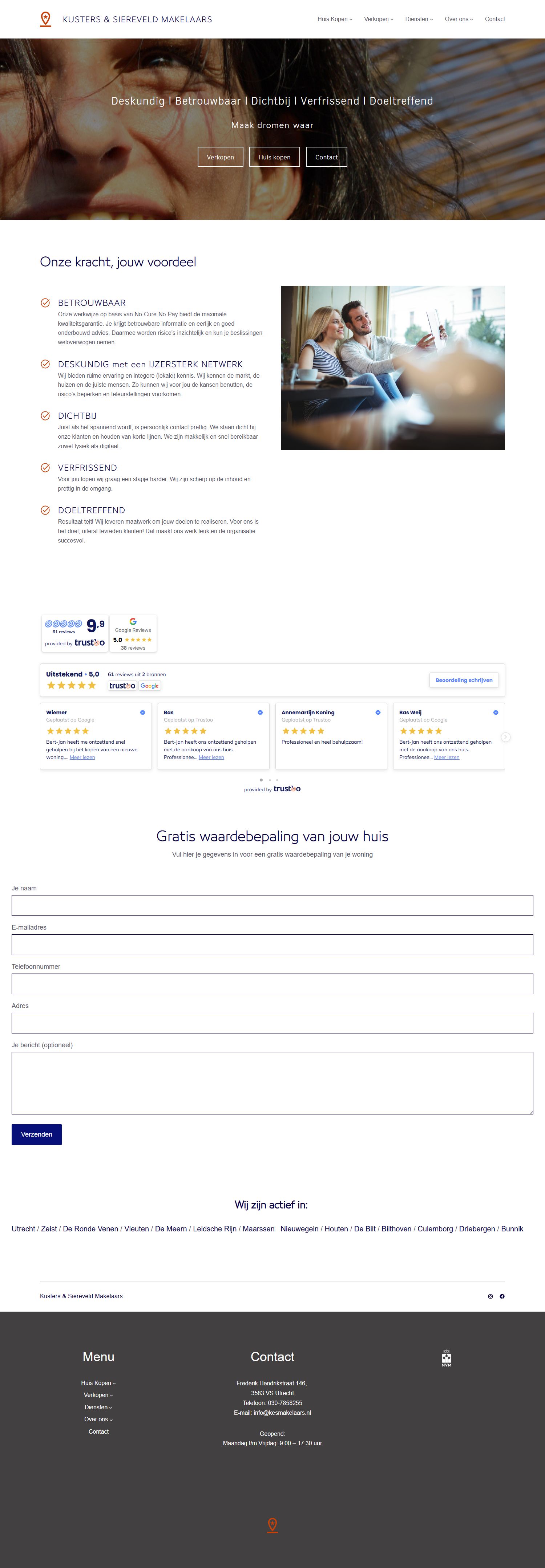 Screenshot van de website van www.kesmakelaars.nl