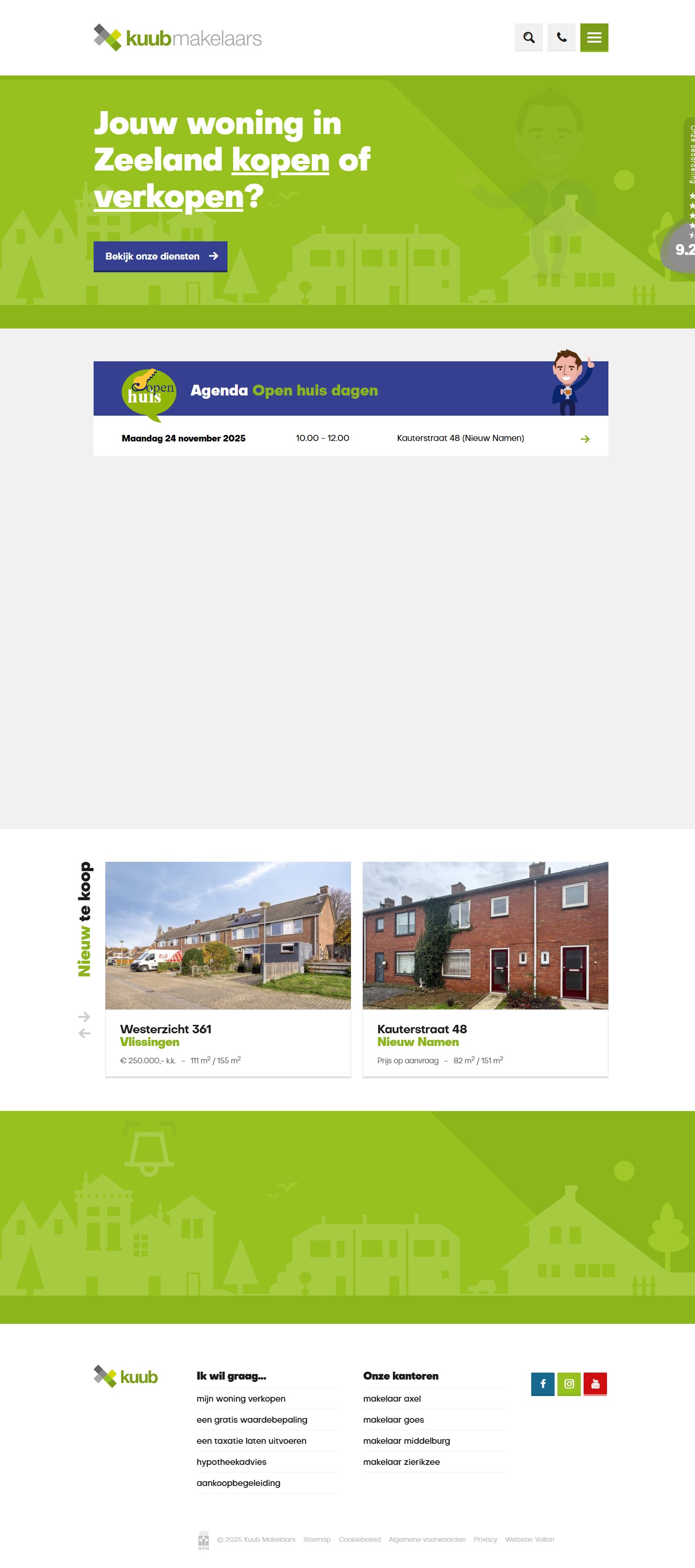 Screenshot van de website van www.kuubmakelaars.nl