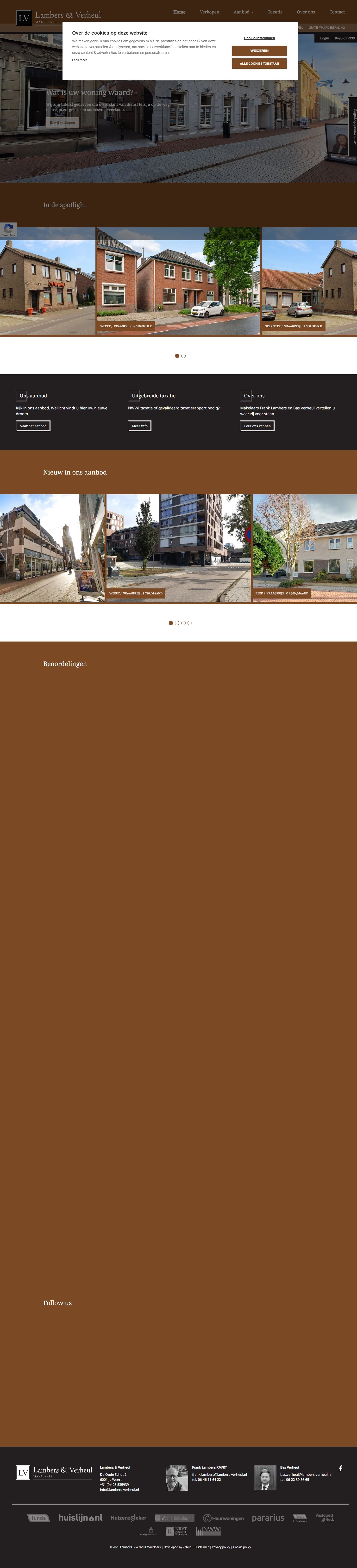 Screenshot van de website van www.lambers-verheul.nl