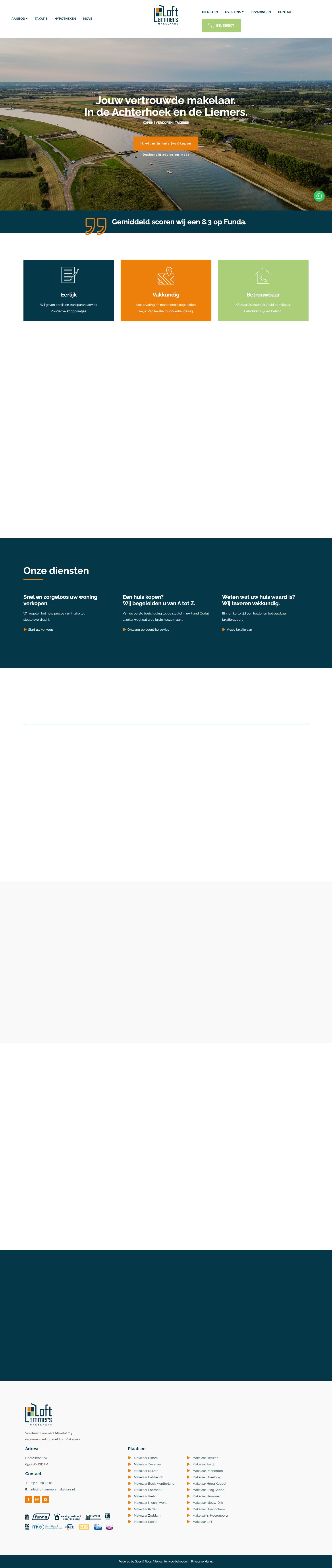 Screenshot van de website van www.lammersmakelaardij.nl