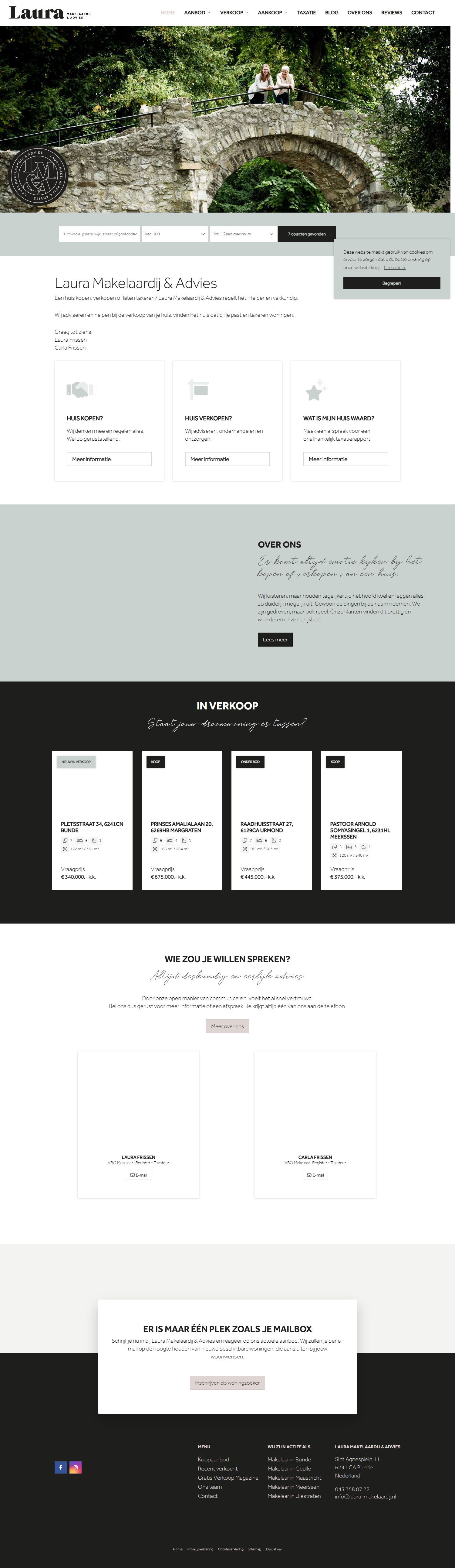 Screenshot van de website van www.laura-makelaardij.nl
