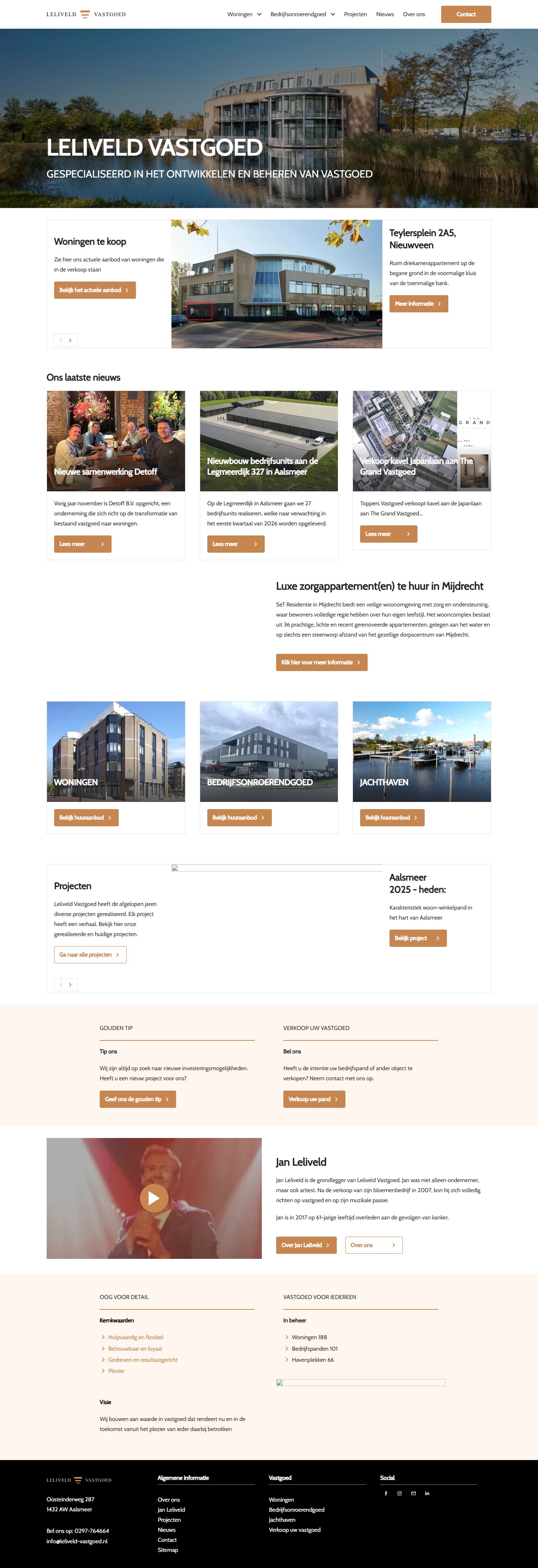 Screenshot van de website van www.leliveld-vastgoed.nl