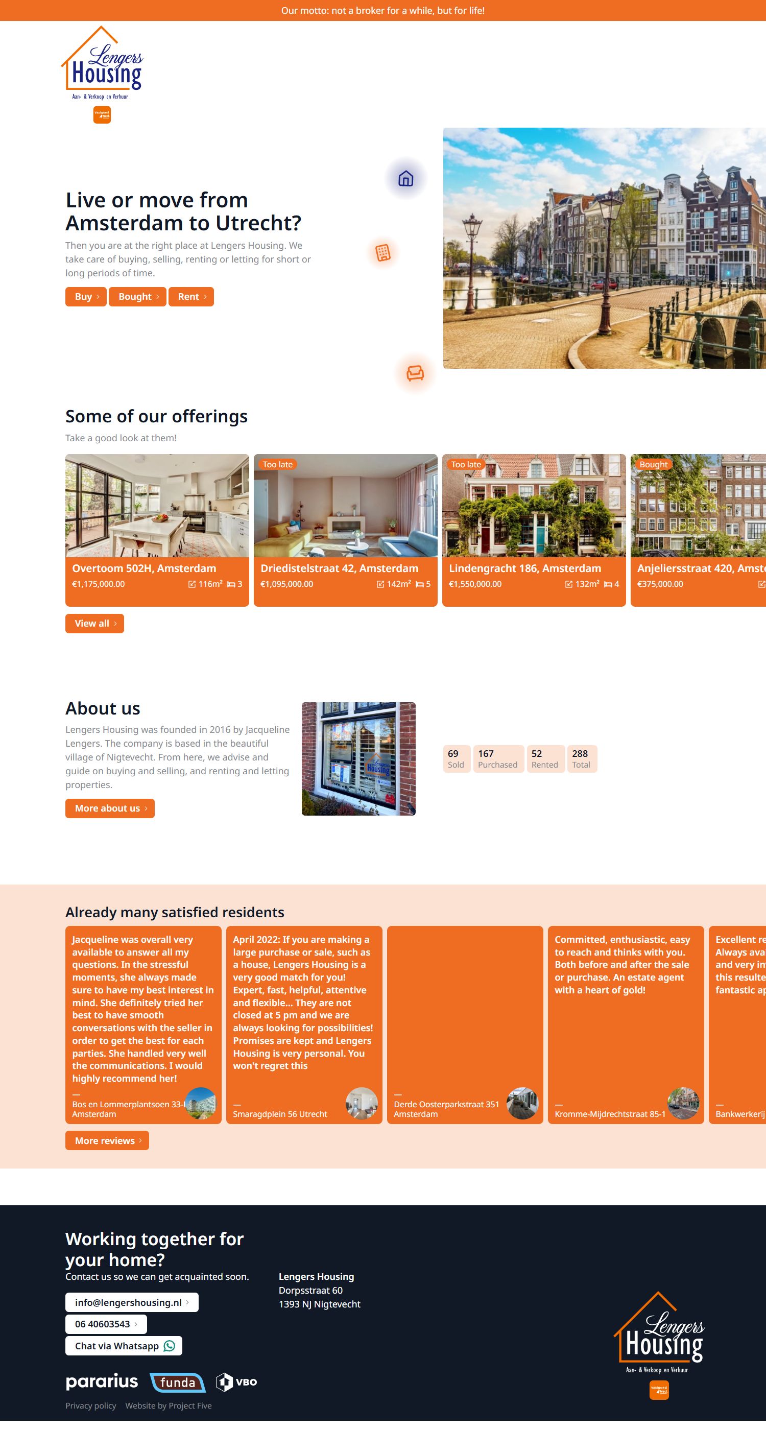 Screenshot van de website van www.lengershousing.nl