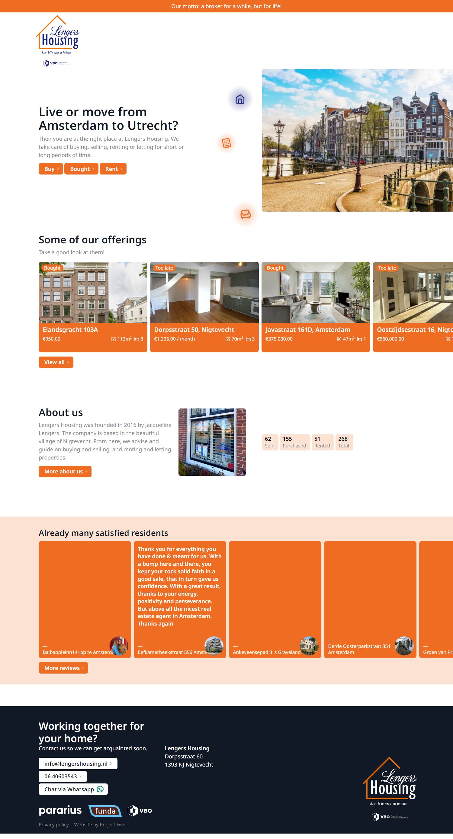 Screenshot van de website van www.lengershousing.nl