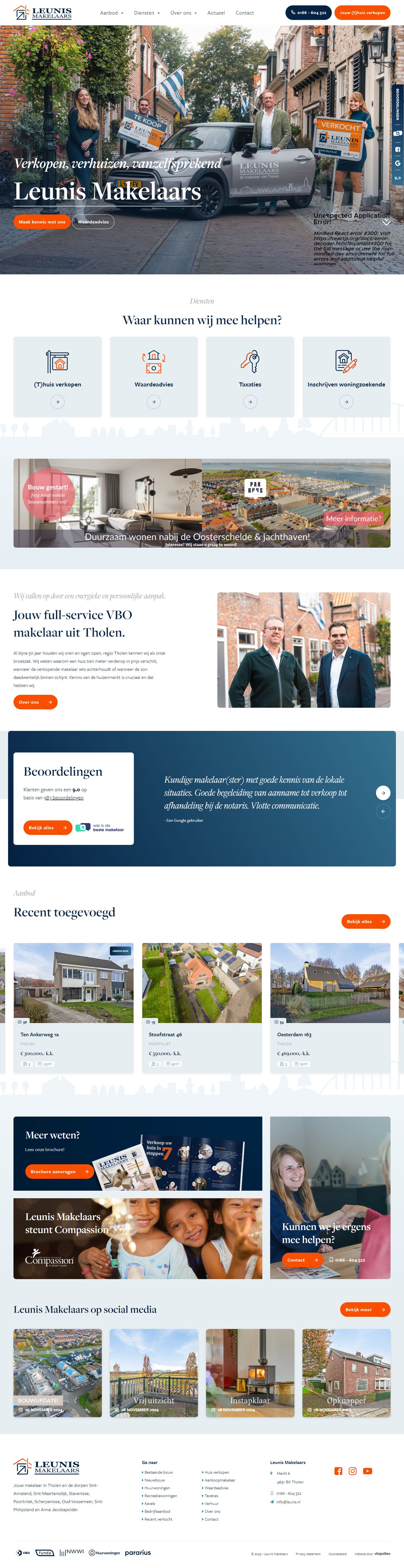 Screenshot van de website van www.leunis.nl