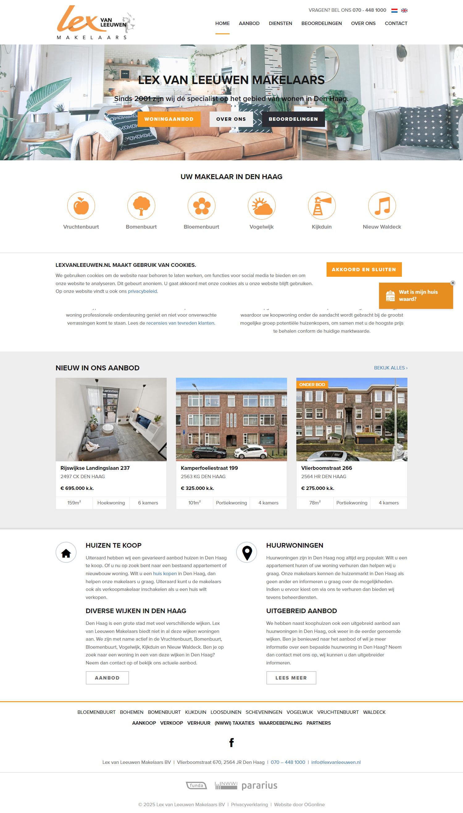 Screenshot van de website van www.lexvanleeuwen.nl