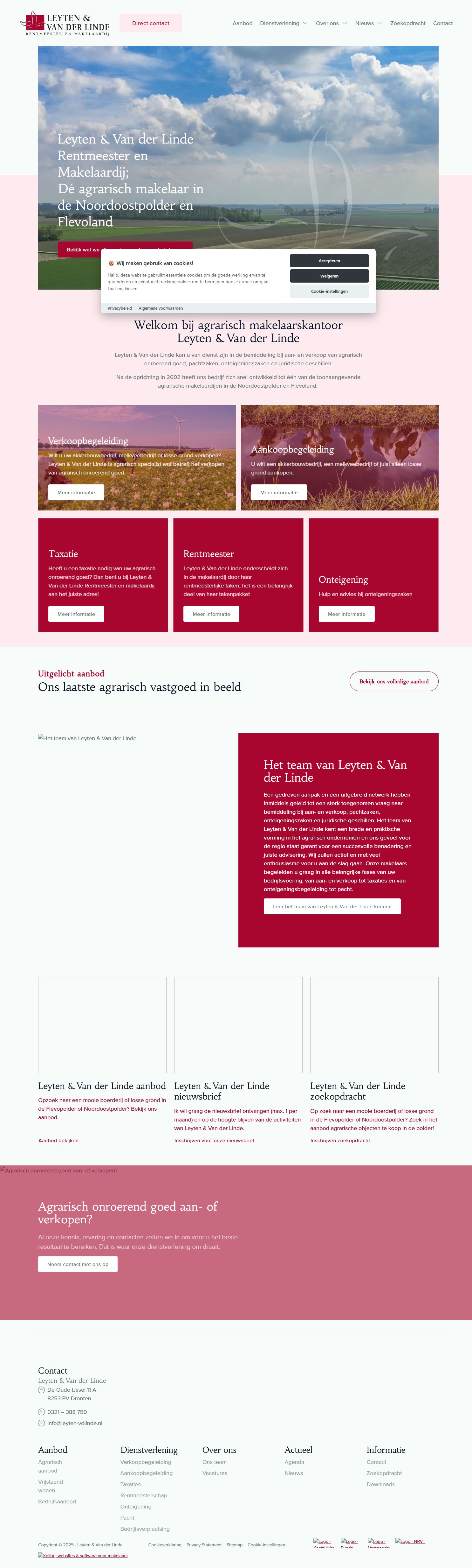 Screenshot van de website van www.leyten-vdlinde.nl