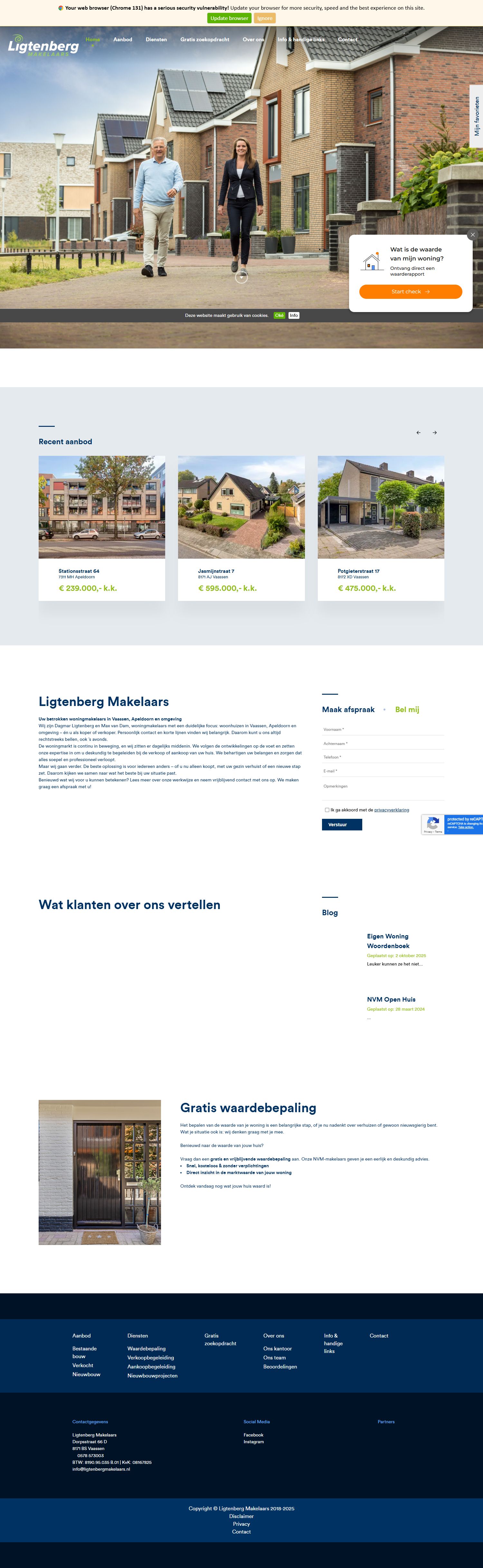 Screenshot van de website van www.ligtenbergmakelaars.nl