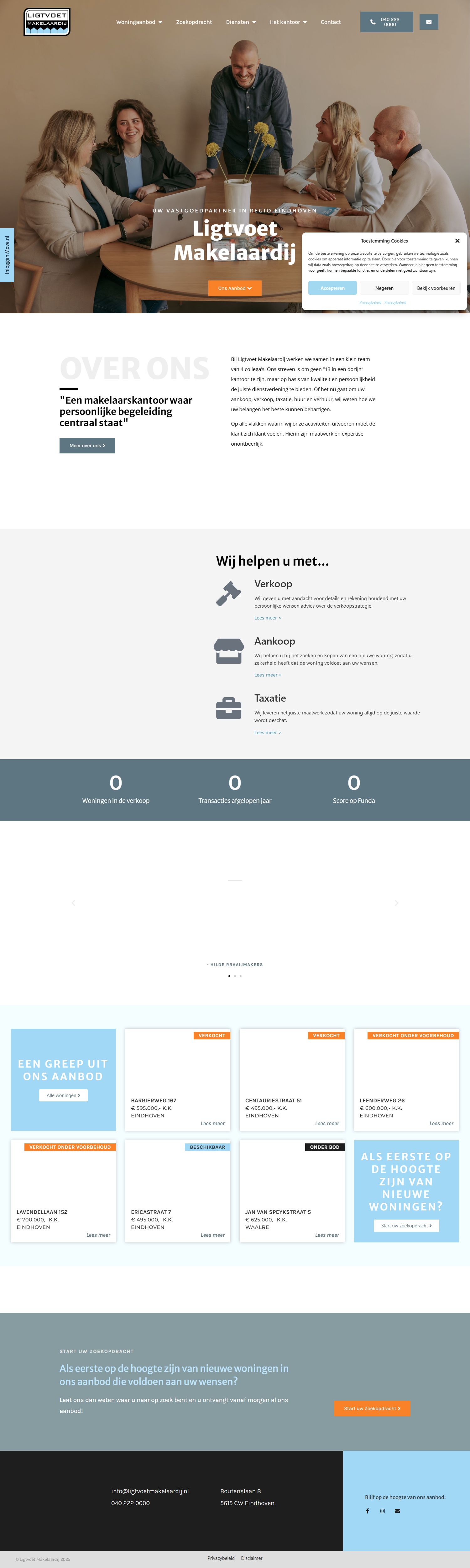 Screenshot van de website van www.ligtvoetmakelaardij.nl