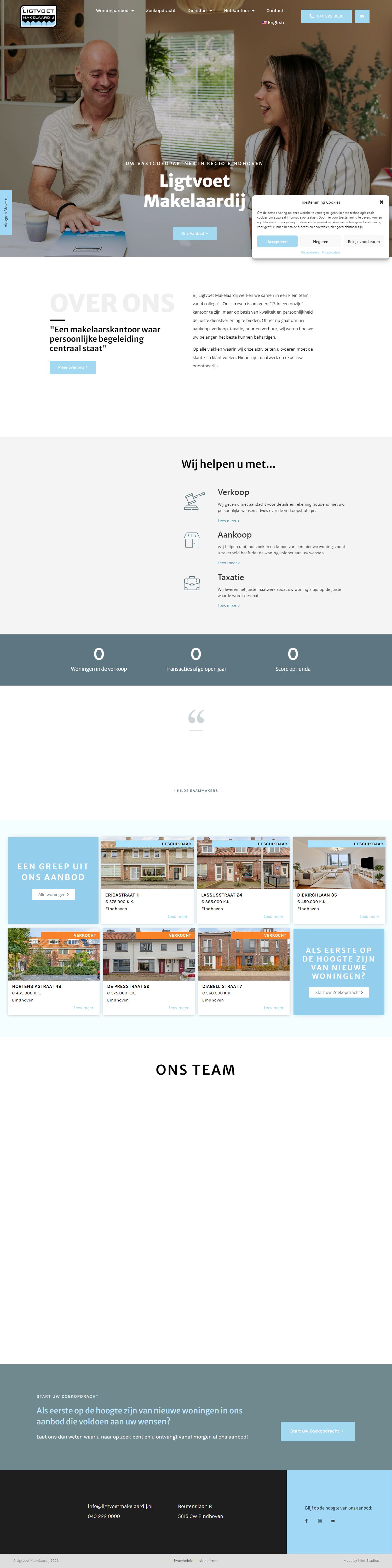 Screenshot van de website van www.ligtvoetmakelaardij.nl