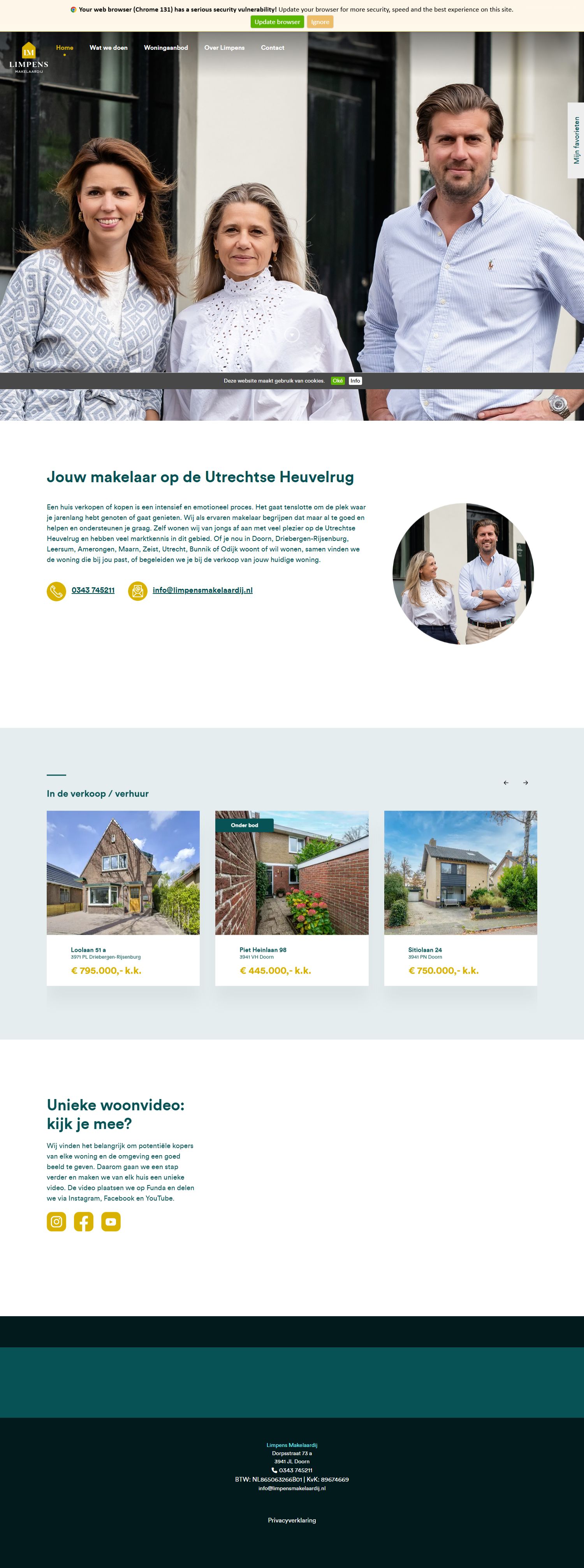 Screenshot van de website van www.limpensmakelaardij.nl