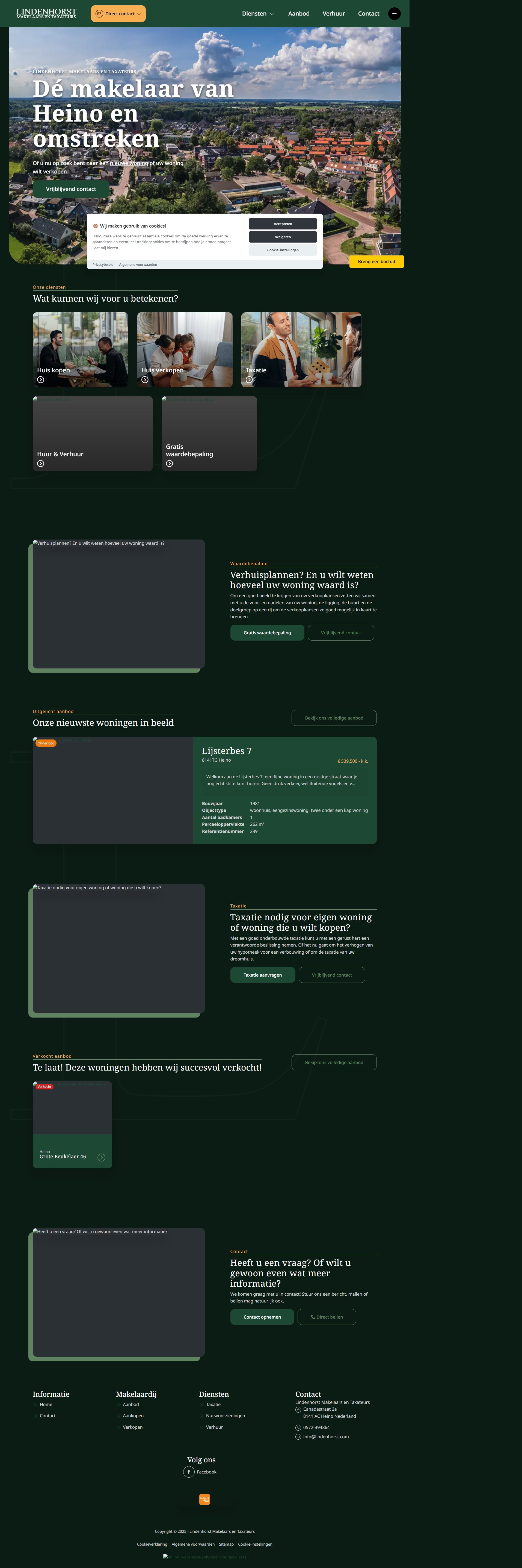 Screenshot van de website van www.lindenhorst.com