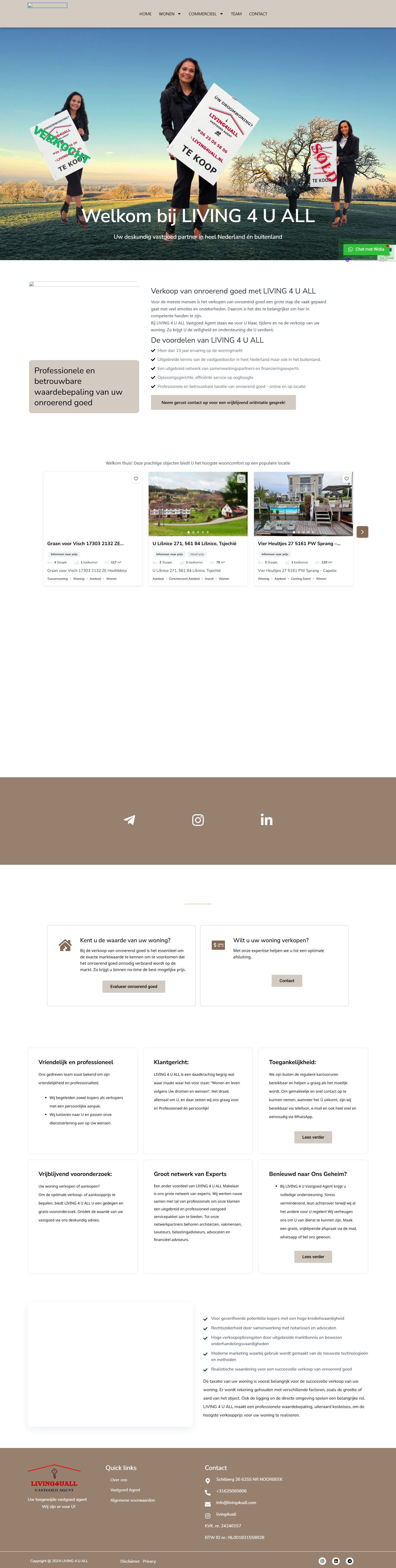 Screenshot van de website van living4uall.com