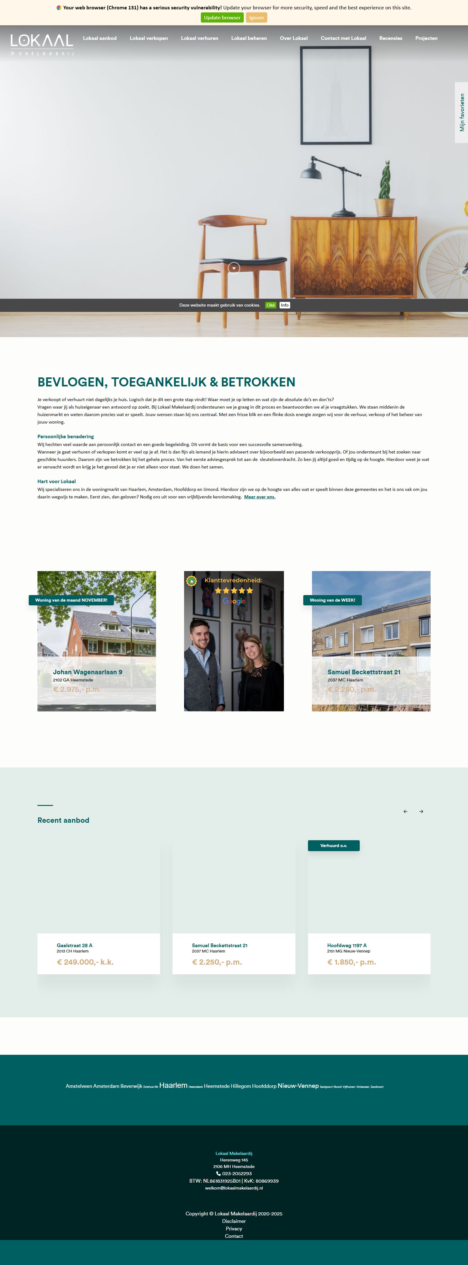 Screenshot van de website van www.lokaalmakelaardij.nl