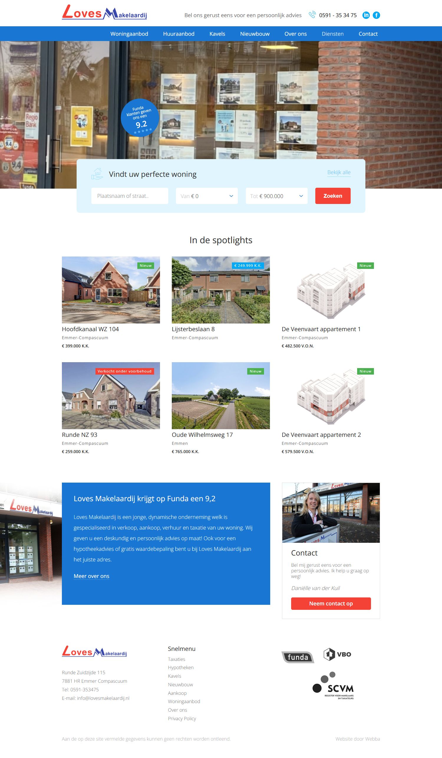 Screenshot van de website van www.lovesmakelaardij.nl