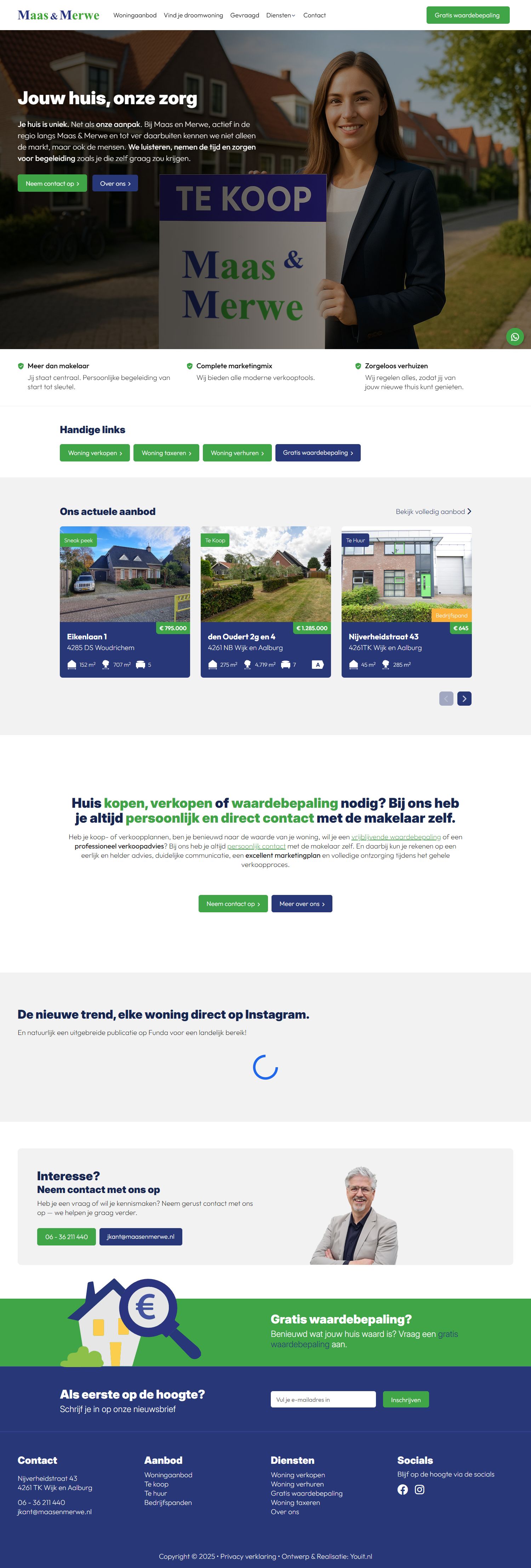 Screenshot van de website van www.maasenmerwe.nl