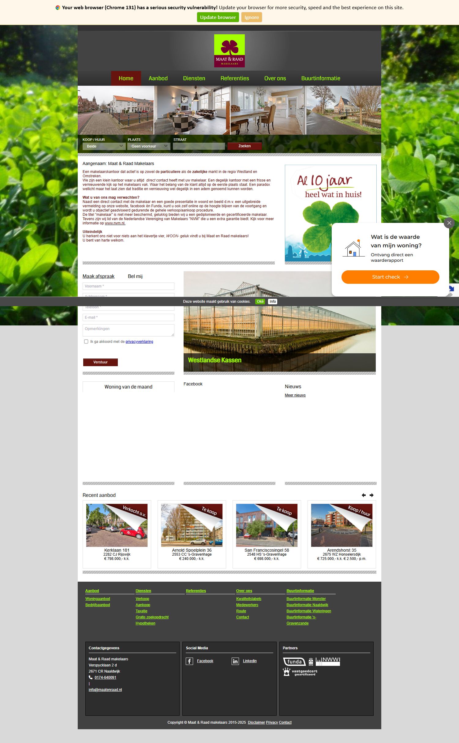 Screenshot van de website van www.maatenraad.nl