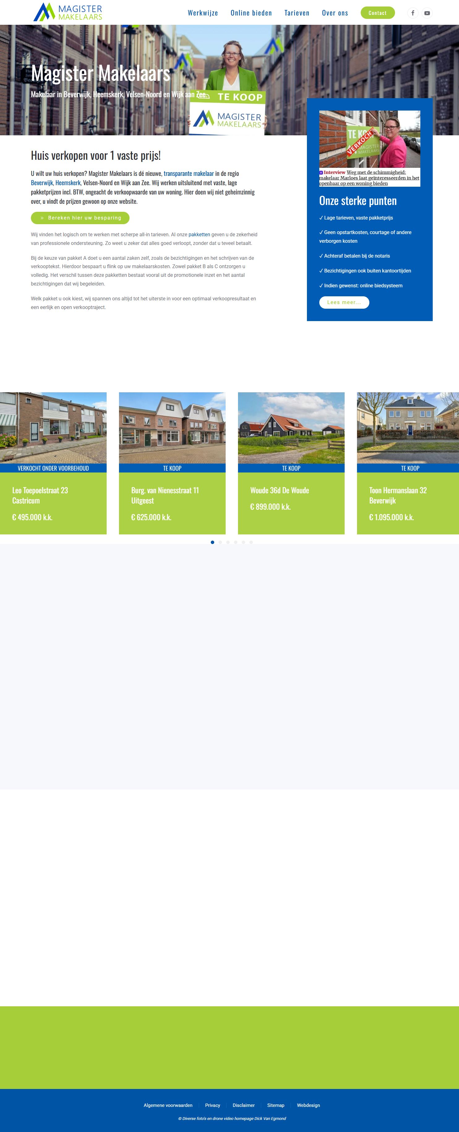 Screenshot van de website van magister-makelaars.nl