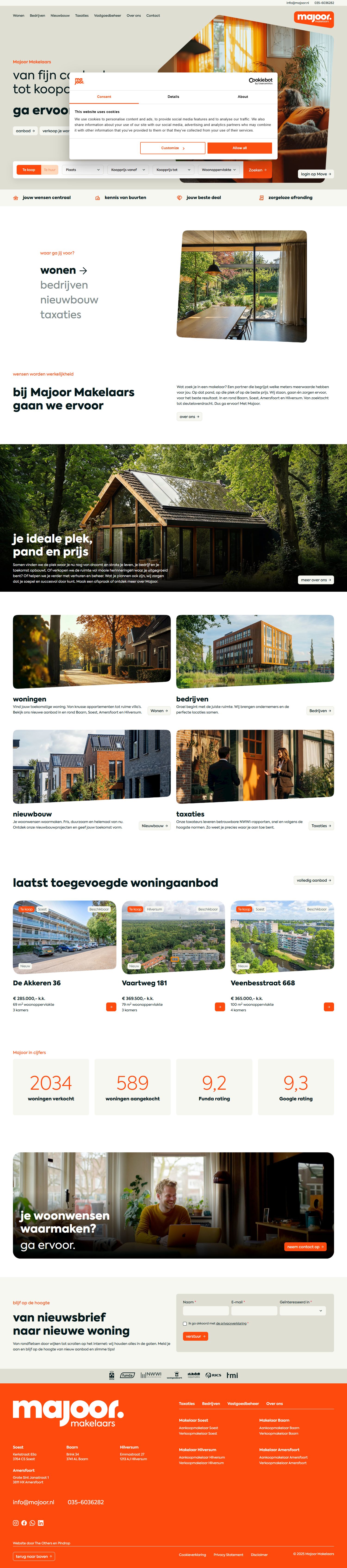 Screenshot van de website van majoor.nl