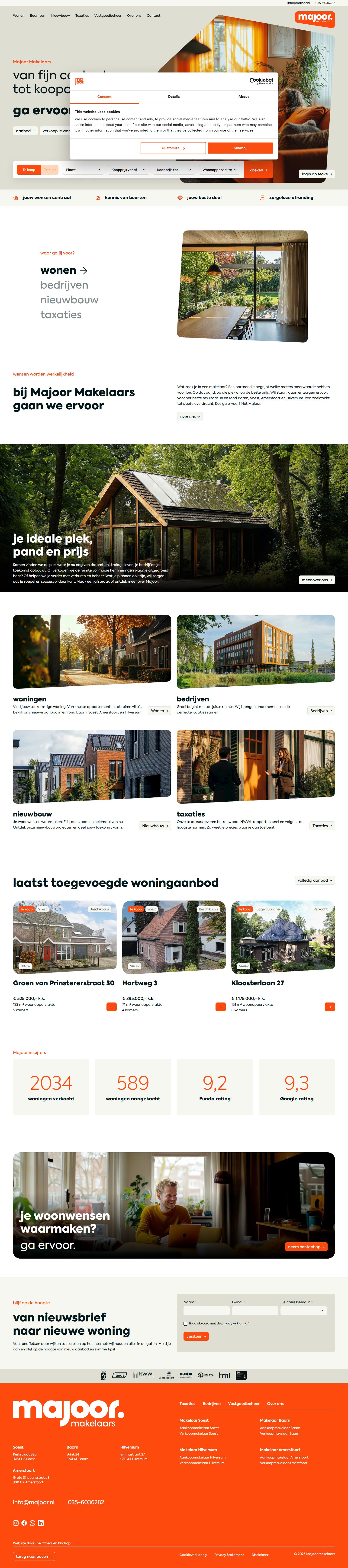 Screenshot van de website van www.majoor.nl