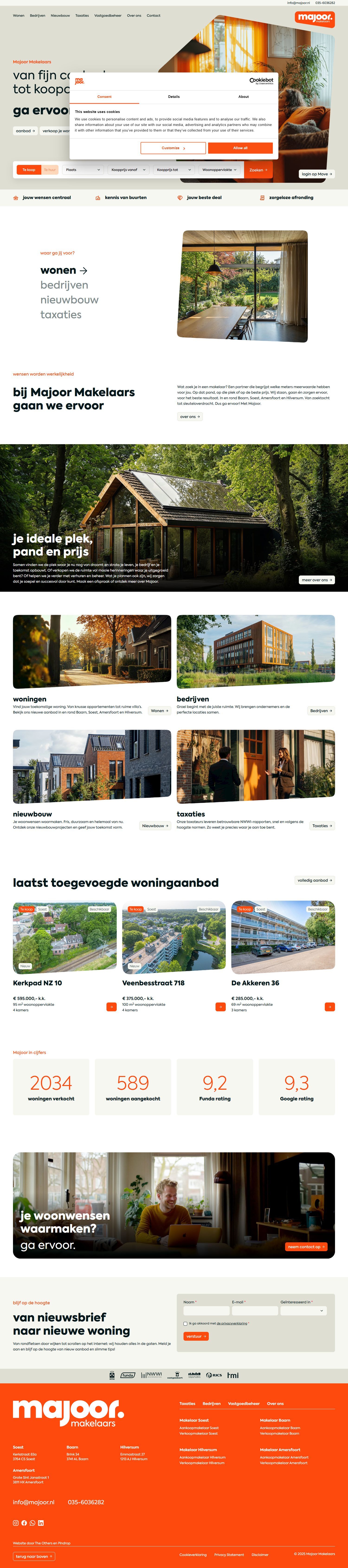 Screenshot van de website van www.majoor.nl