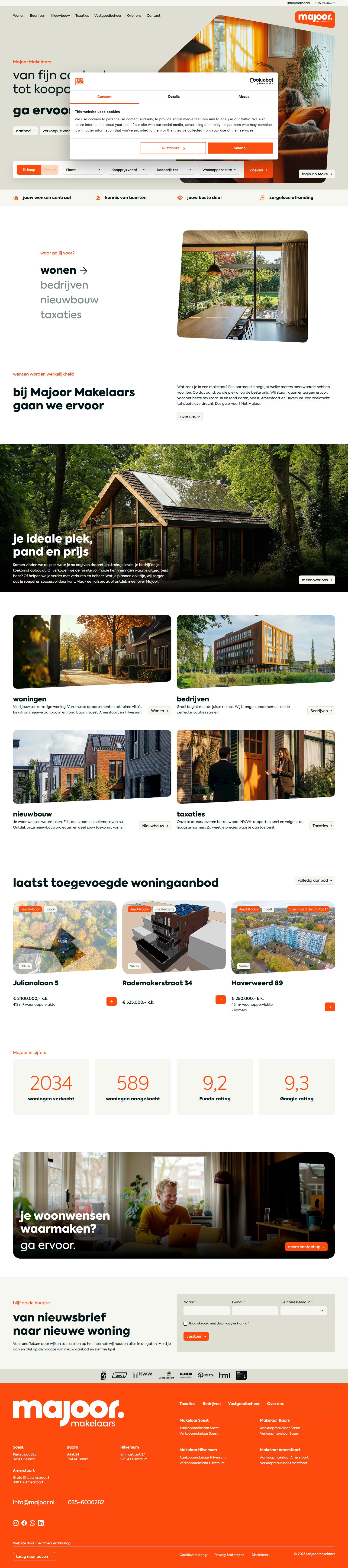 Screenshot van de website van www.majoor.nl