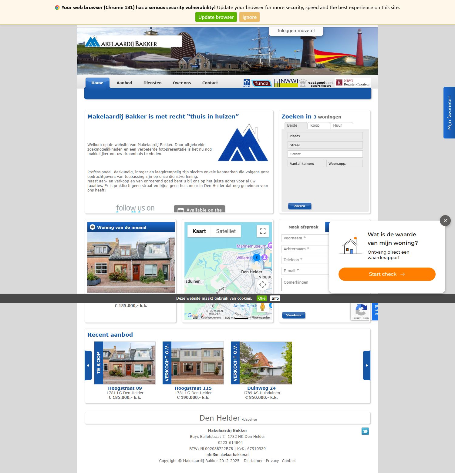 Screenshot van de website van www.makelaarbakker.nl