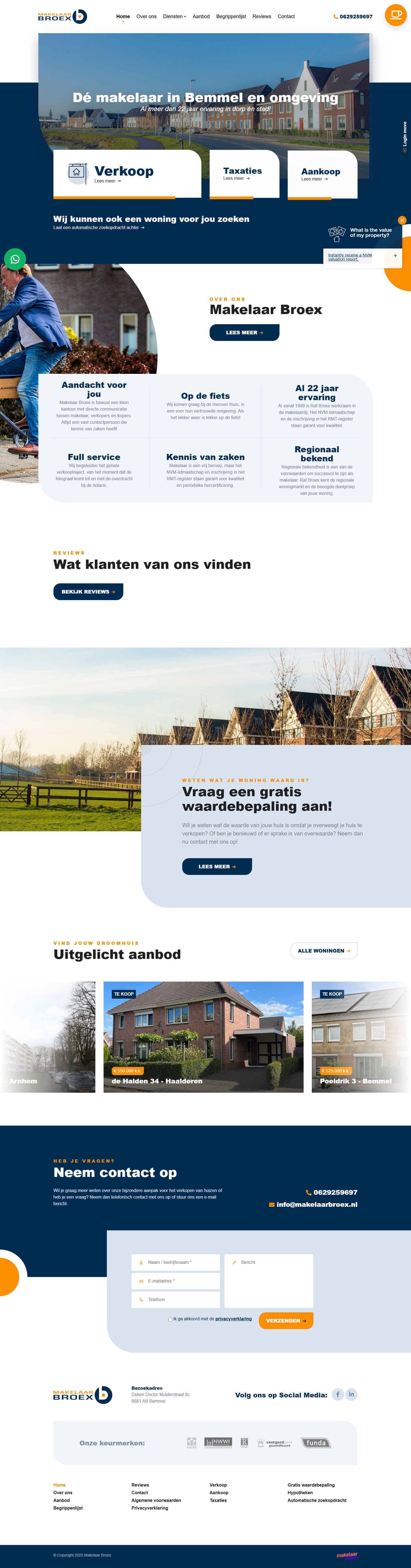 Screenshot van de website van www.makelaarbroex.nl