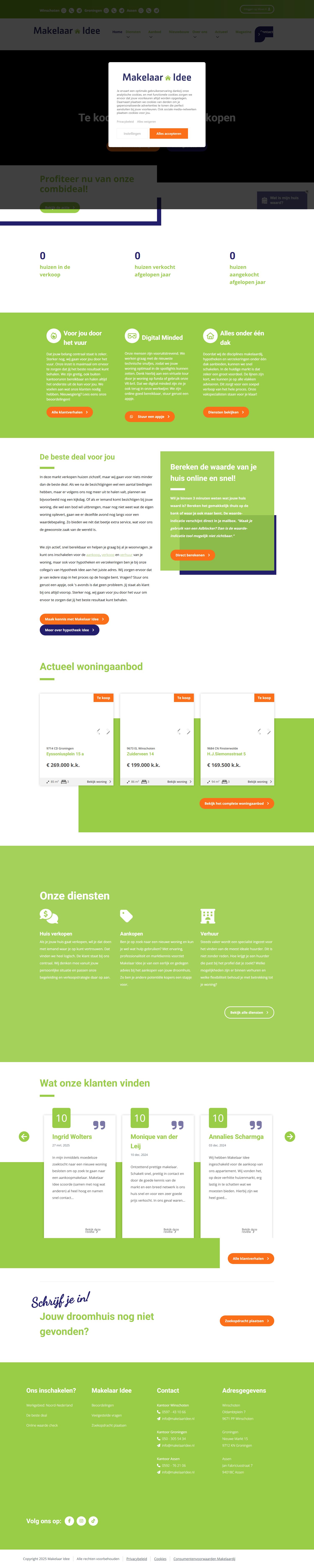 Screenshot van de website van www.makelaaridee.nl