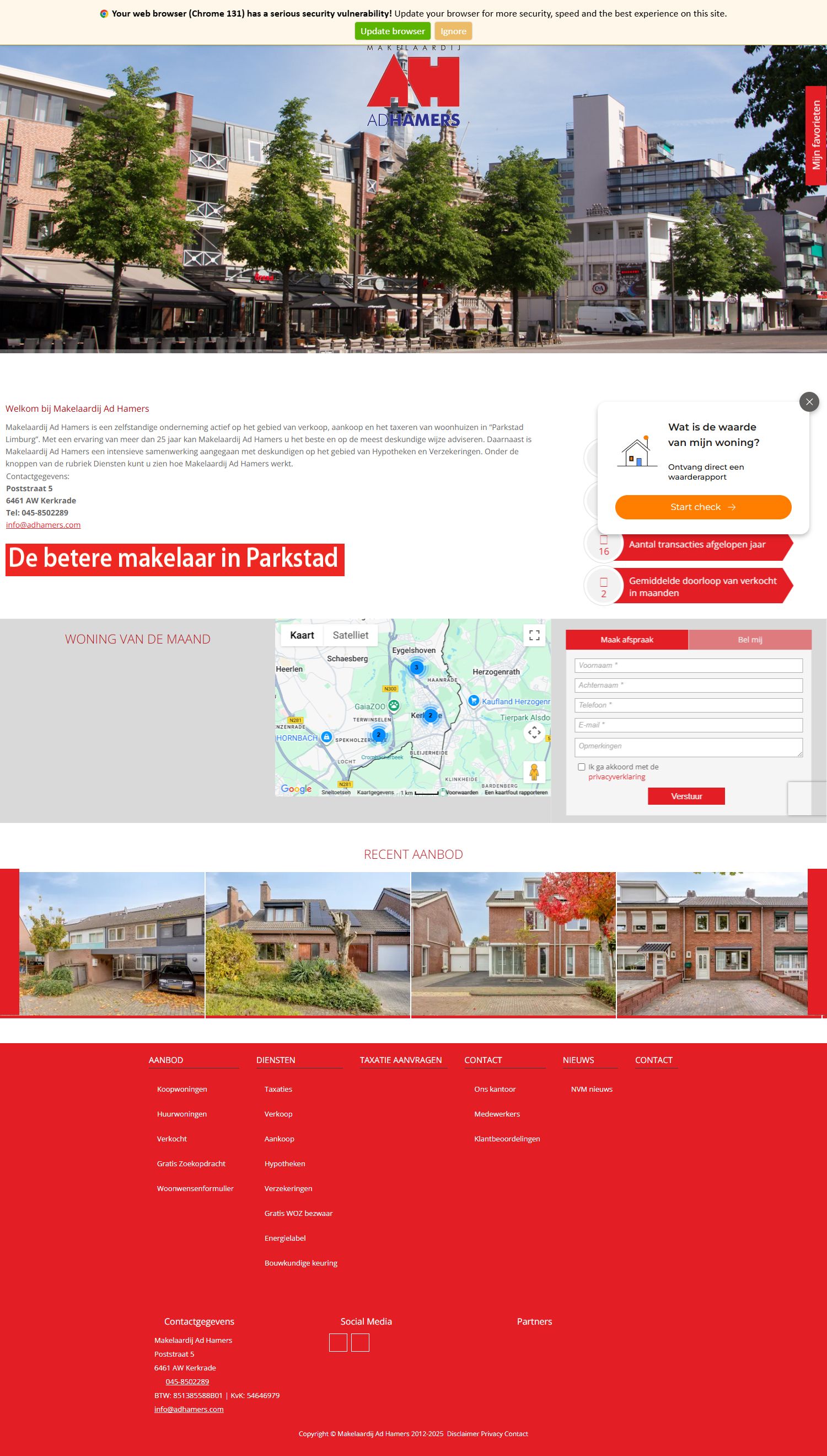 Screenshot van de website van www.adhamers.com