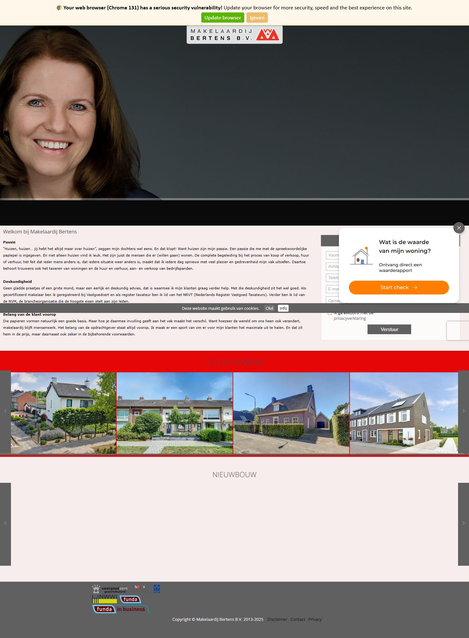 Screenshot van de website van www.makelaardijbertens.nl