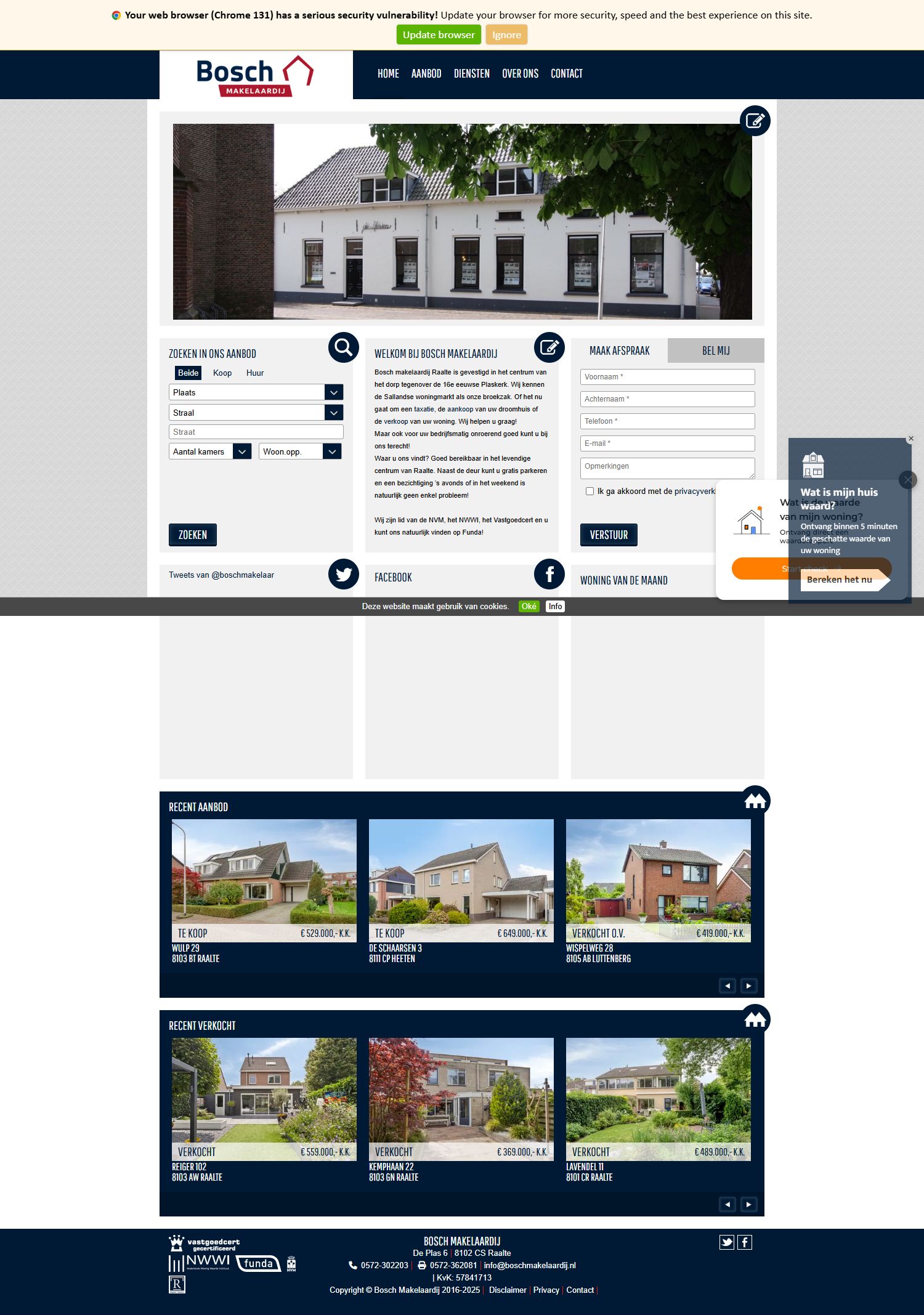 Screenshot van de website van www.boschmakelaardij.nl