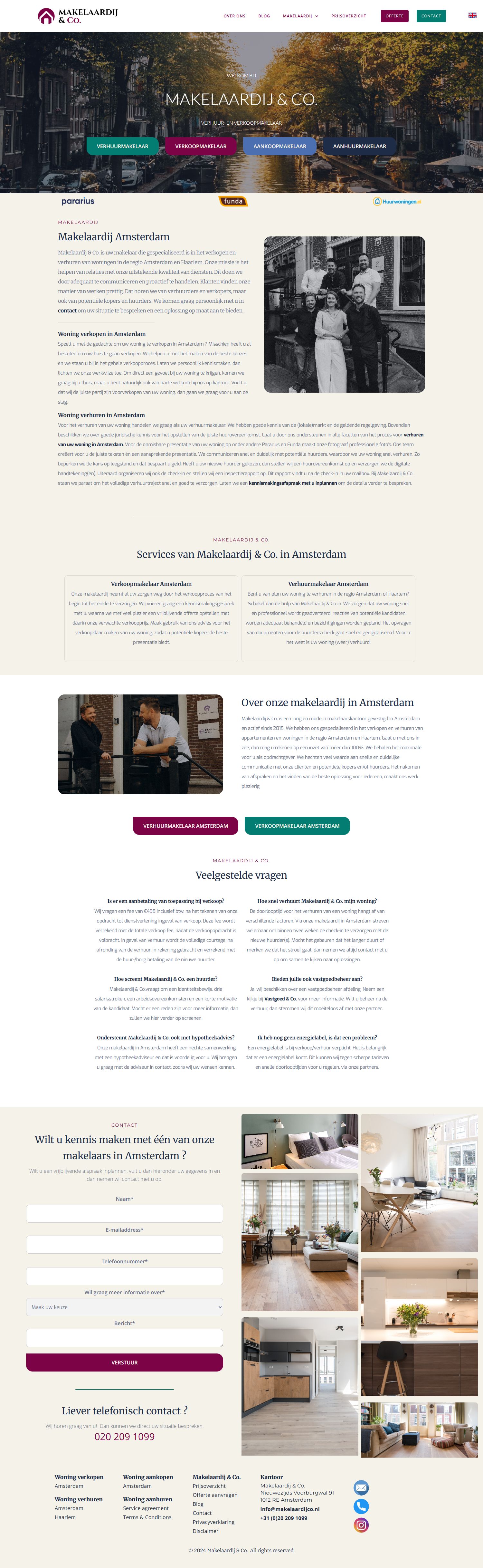 Screenshot van de website van makelaardijco.nl