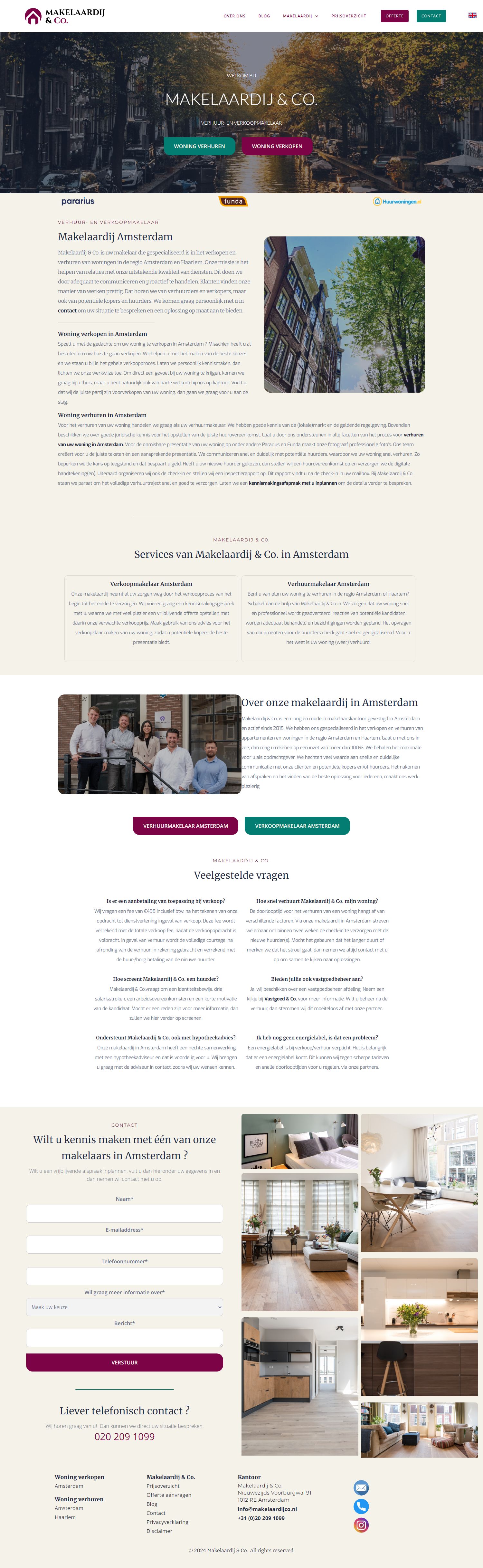 Screenshot van de website van makelaardijco.nl