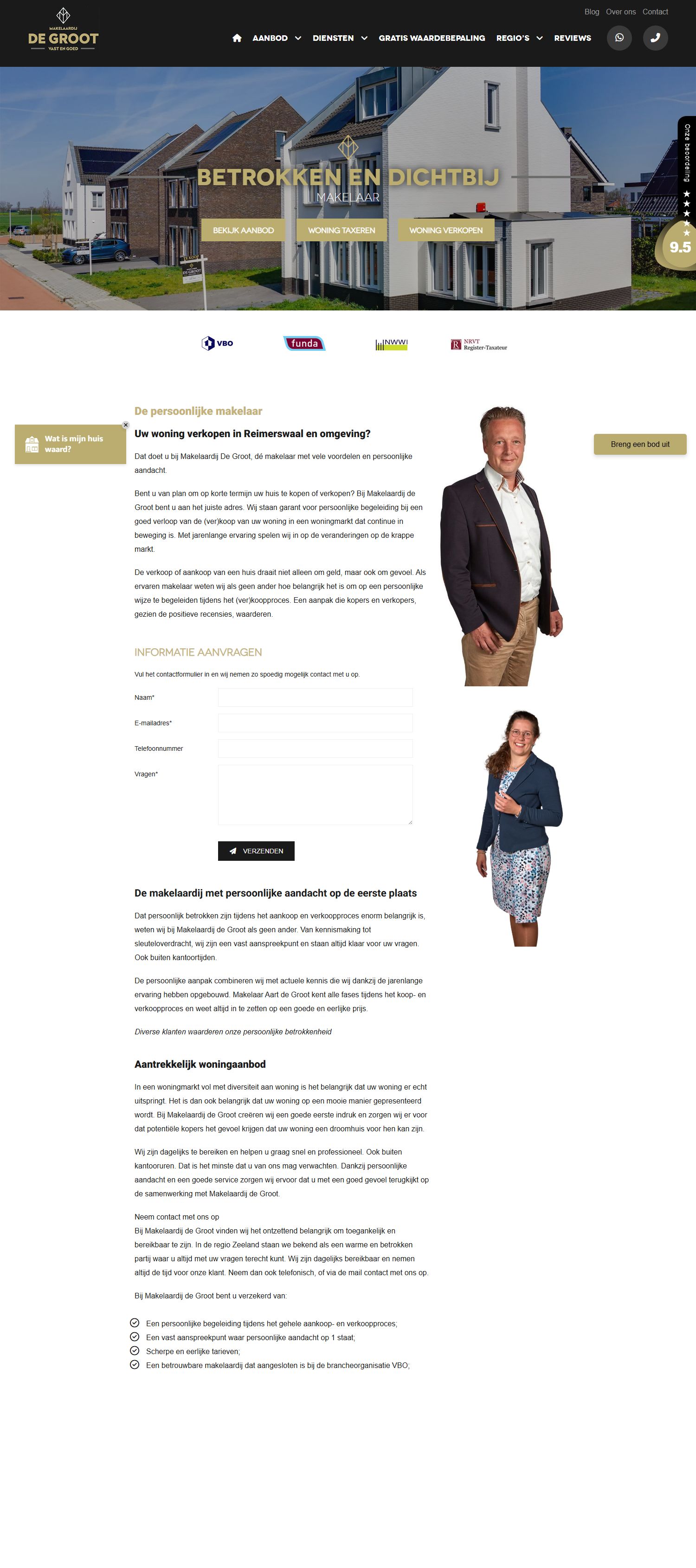 Screenshot van de website van www.makelaardijdegroot.nl