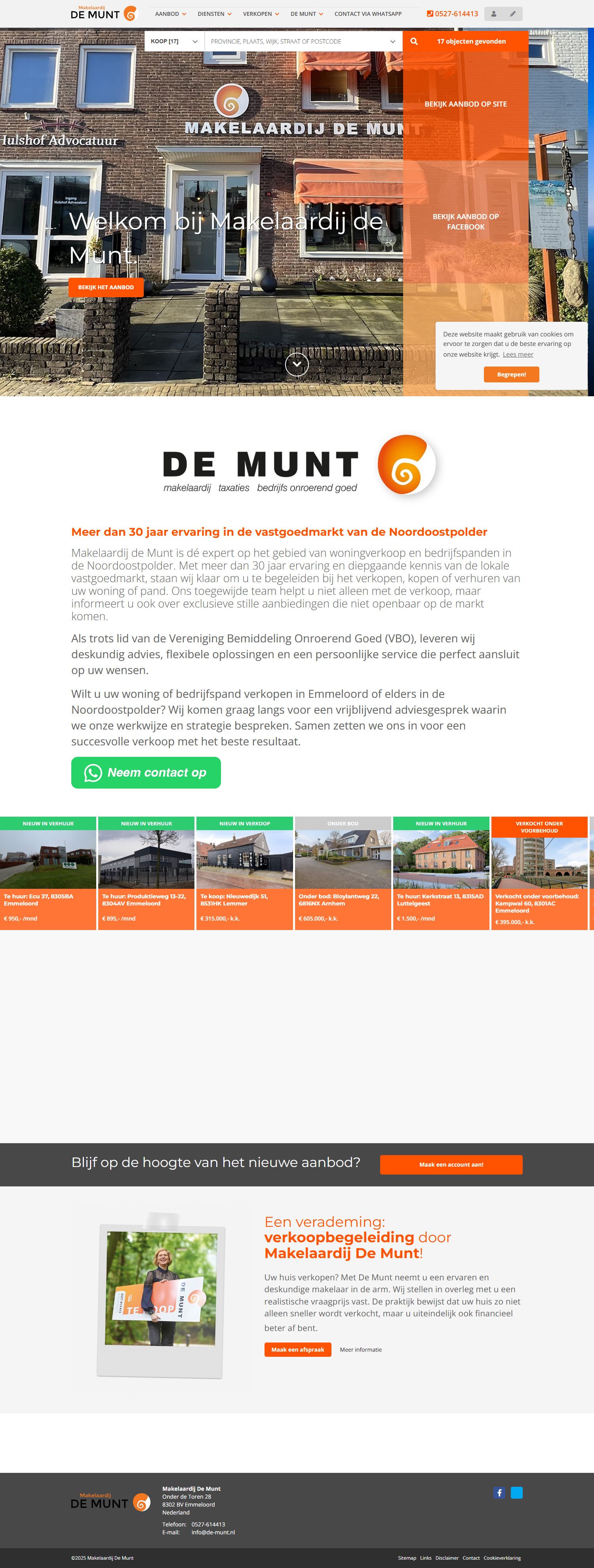 Screenshot van de website van www.de-munt.nl