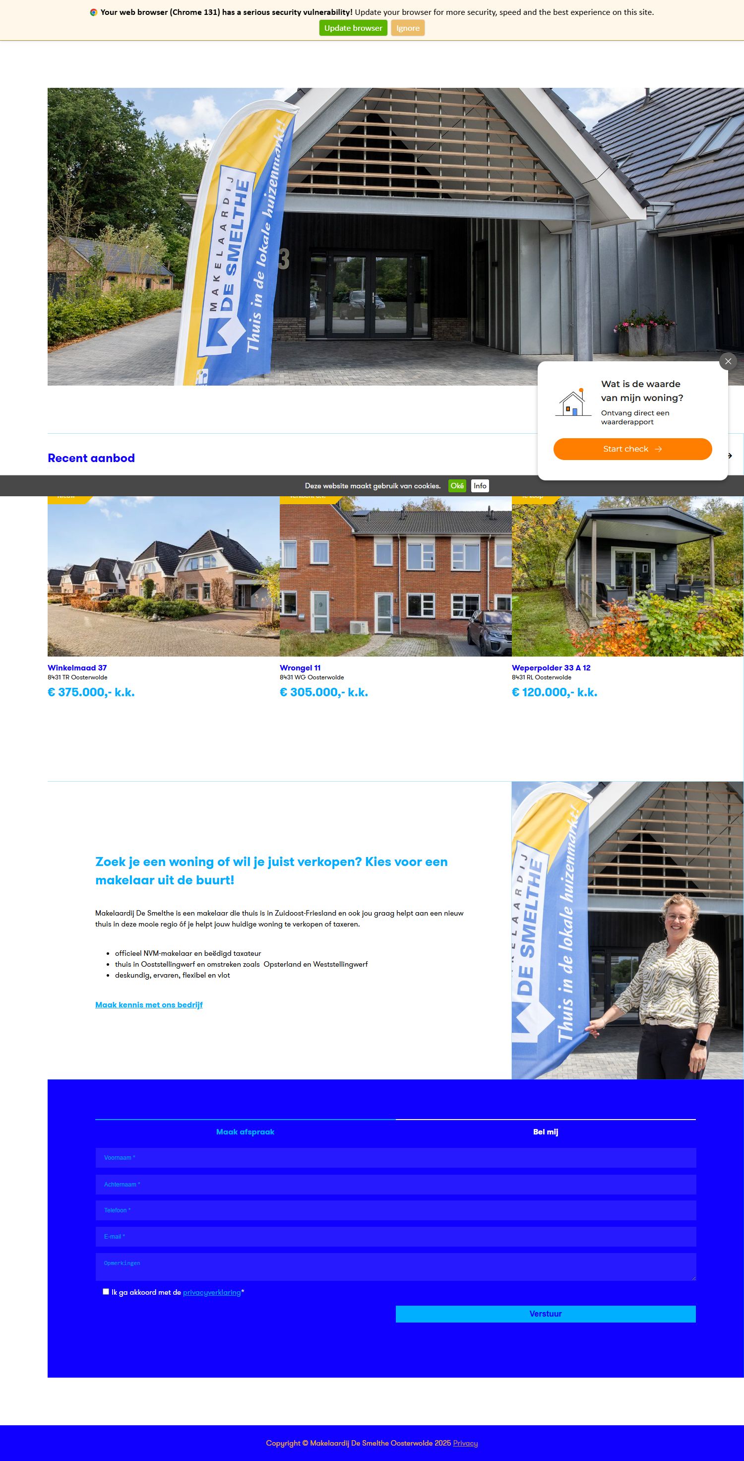 Screenshot van de website van www.desmelthe.nl