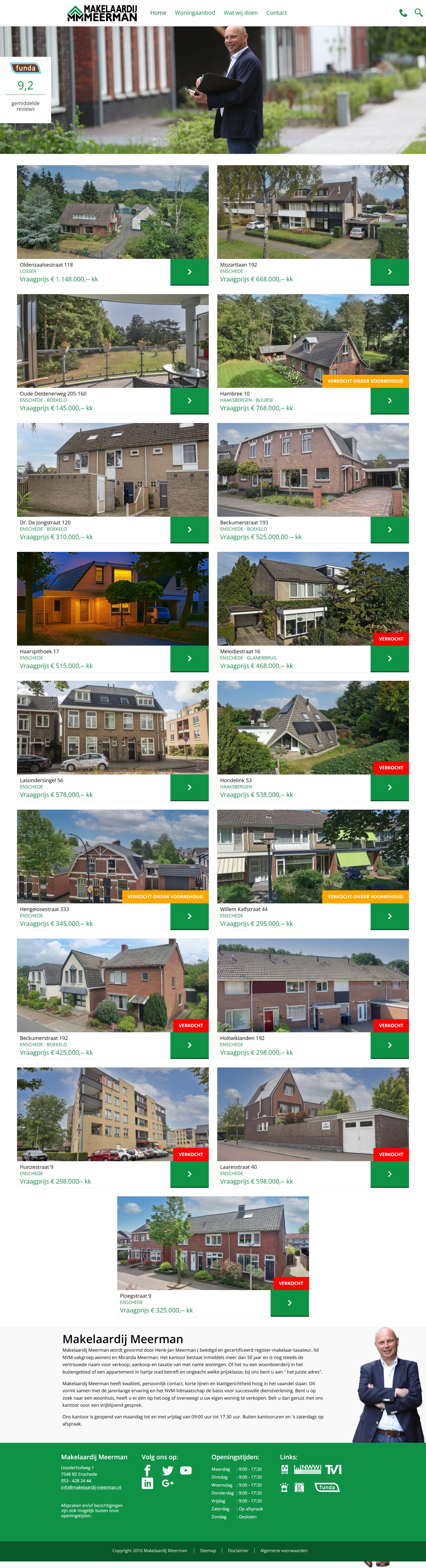 Screenshot van de website van www.makelaardij-meerman.nl