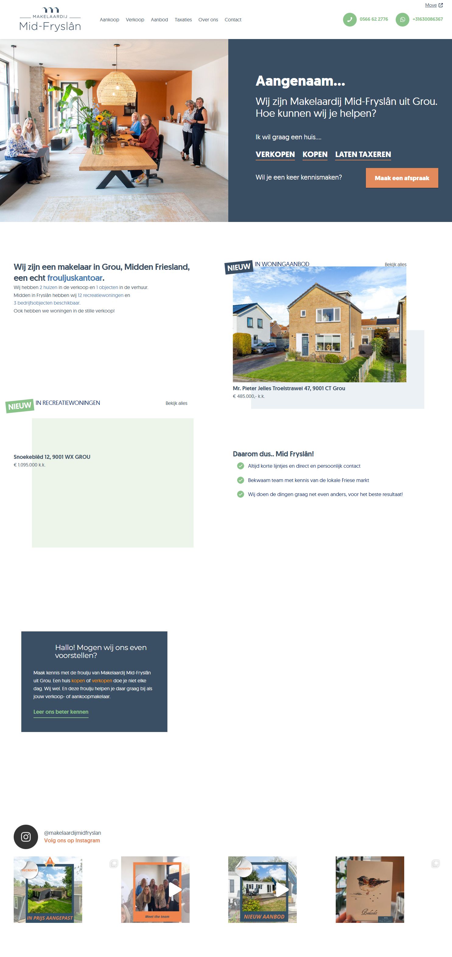 Screenshot van de website van www.mid-fryslan.nl