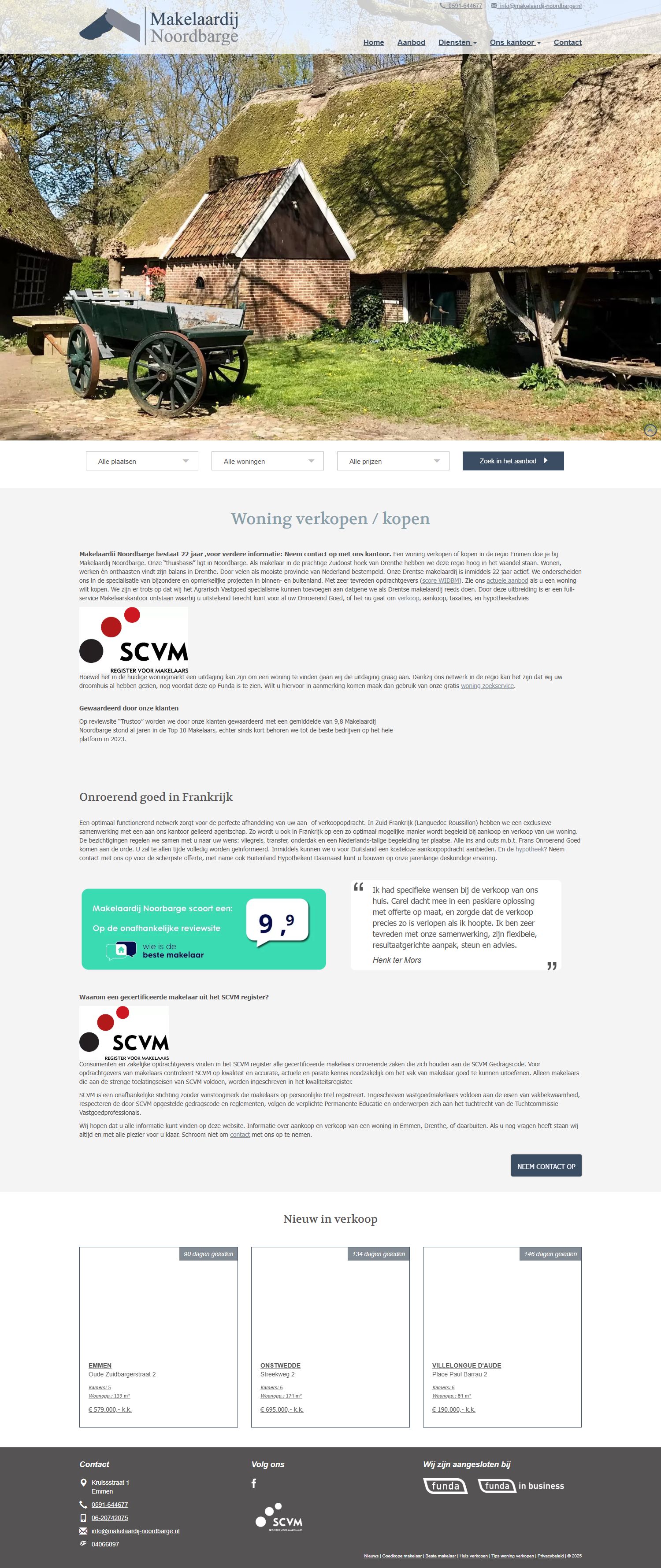 Screenshot van de website van www.makelaardij-noordbarge.nl